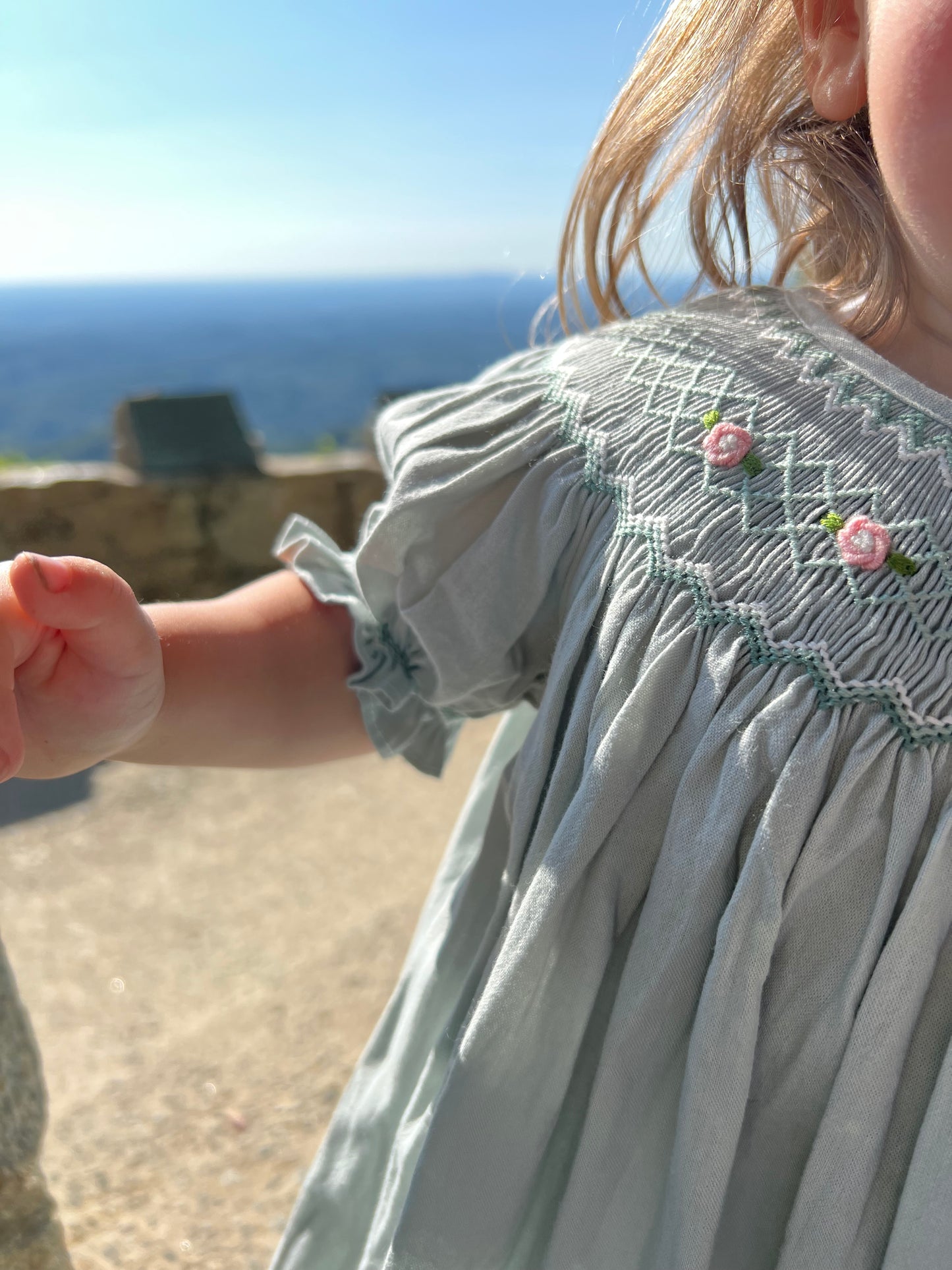 Sage green smocked dress