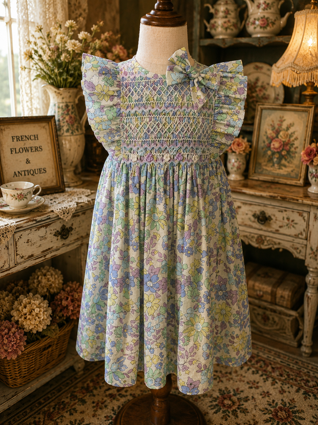 Purple full chested smocked Dress
