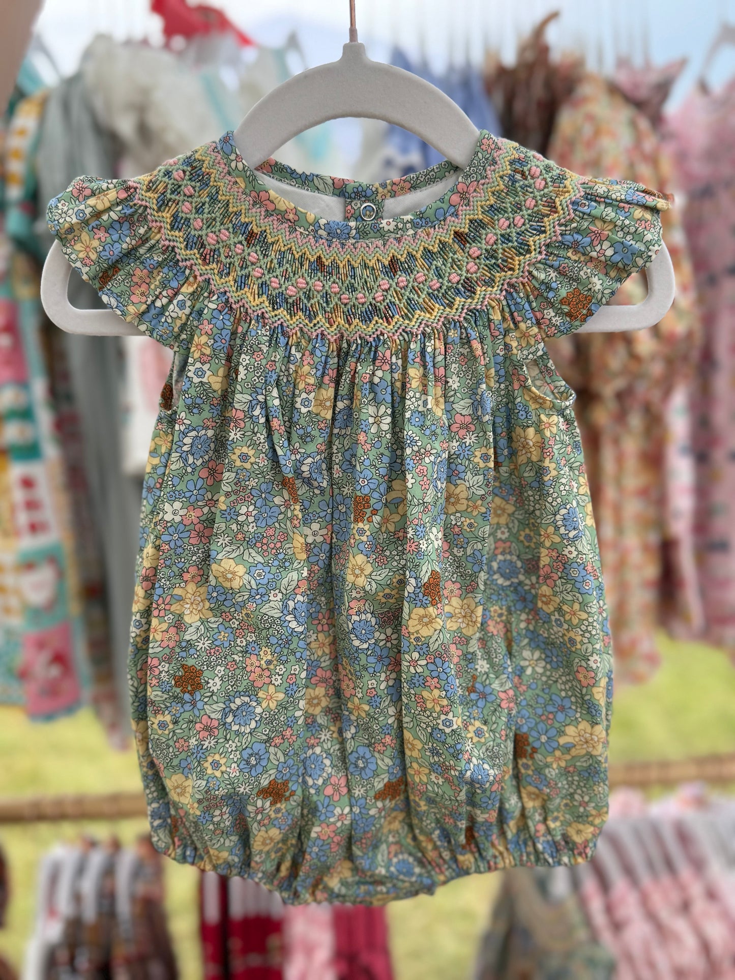 Fall Green Smocked Dress
