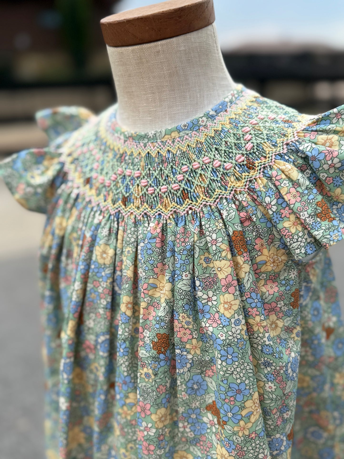 Fall Green Smocked dress