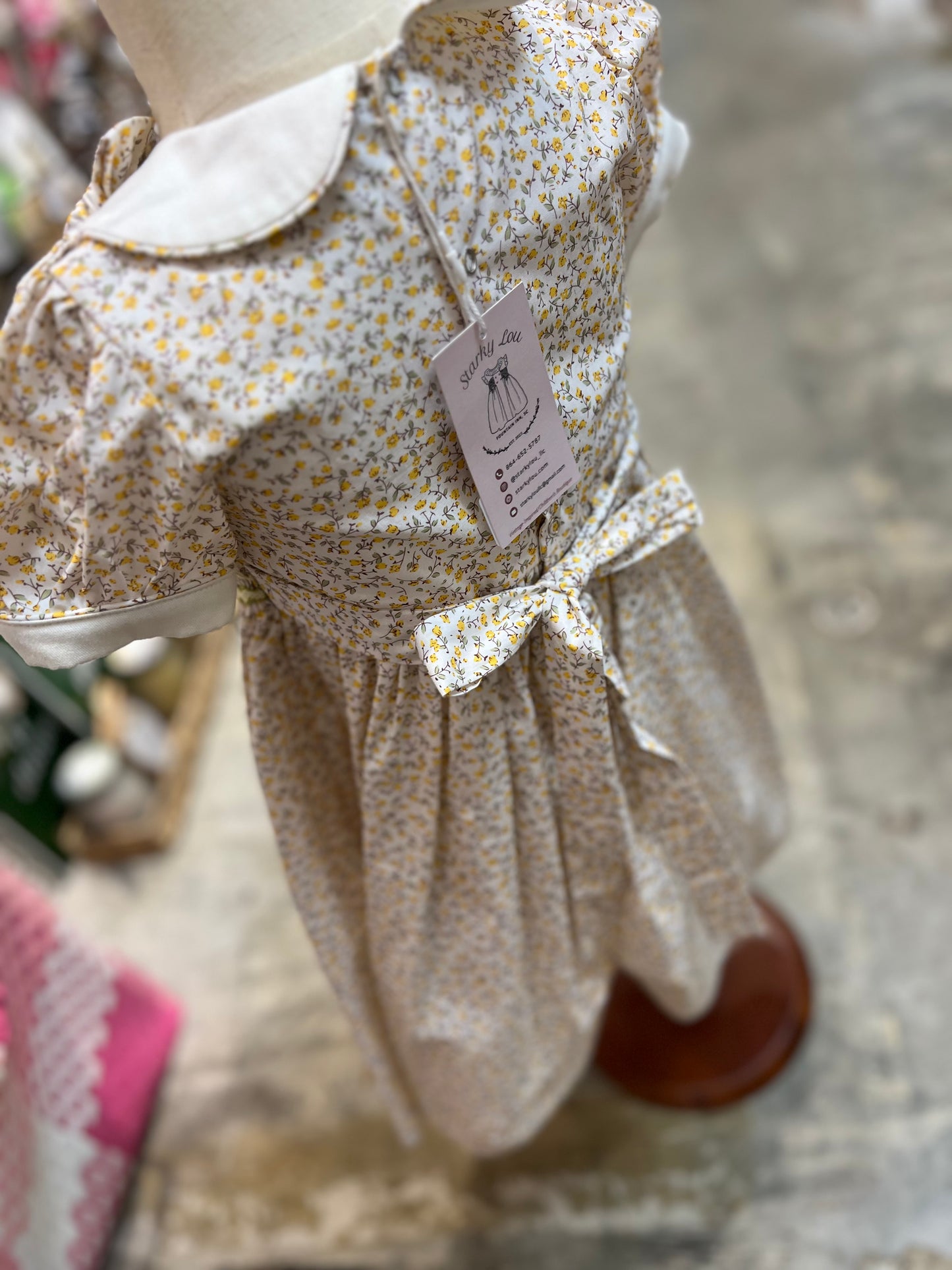 Yellow Bow Smocked Dress