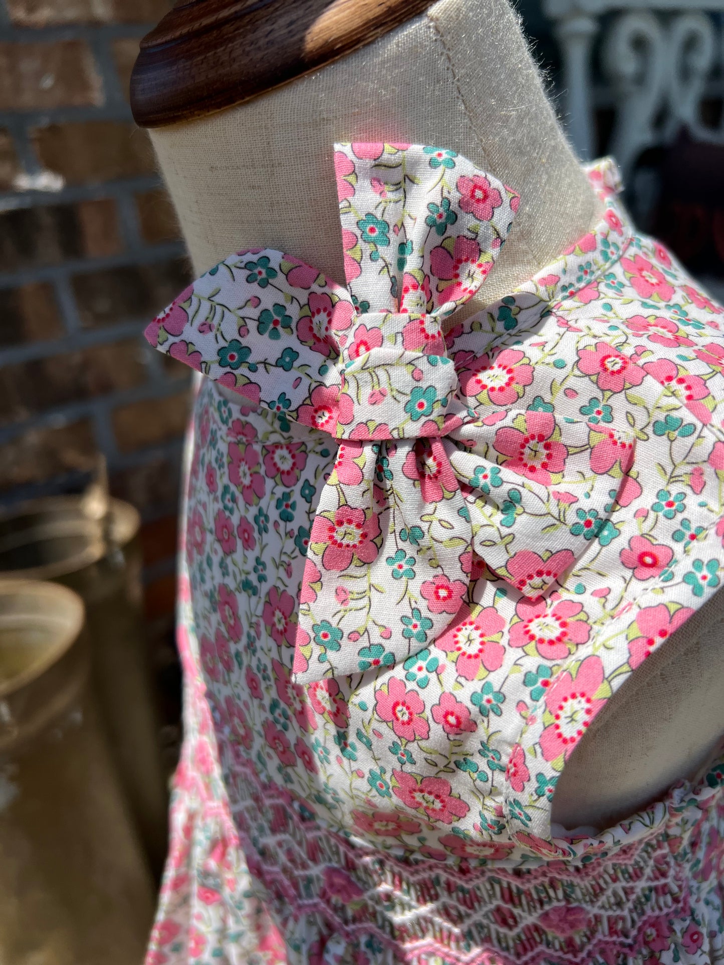 Pink floral tank smocked Dress