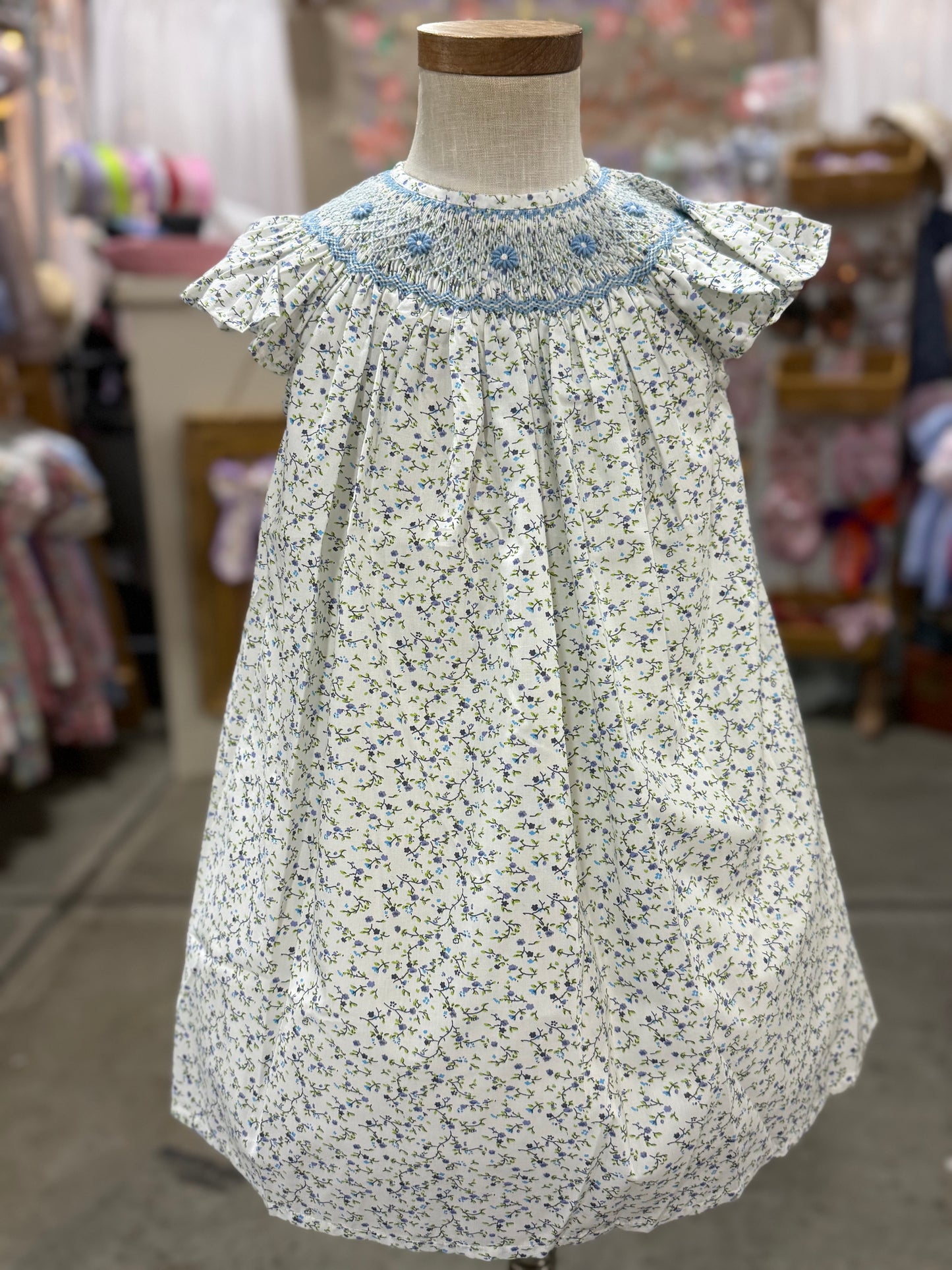 Petit Blue floral Smocked Dress (girls)