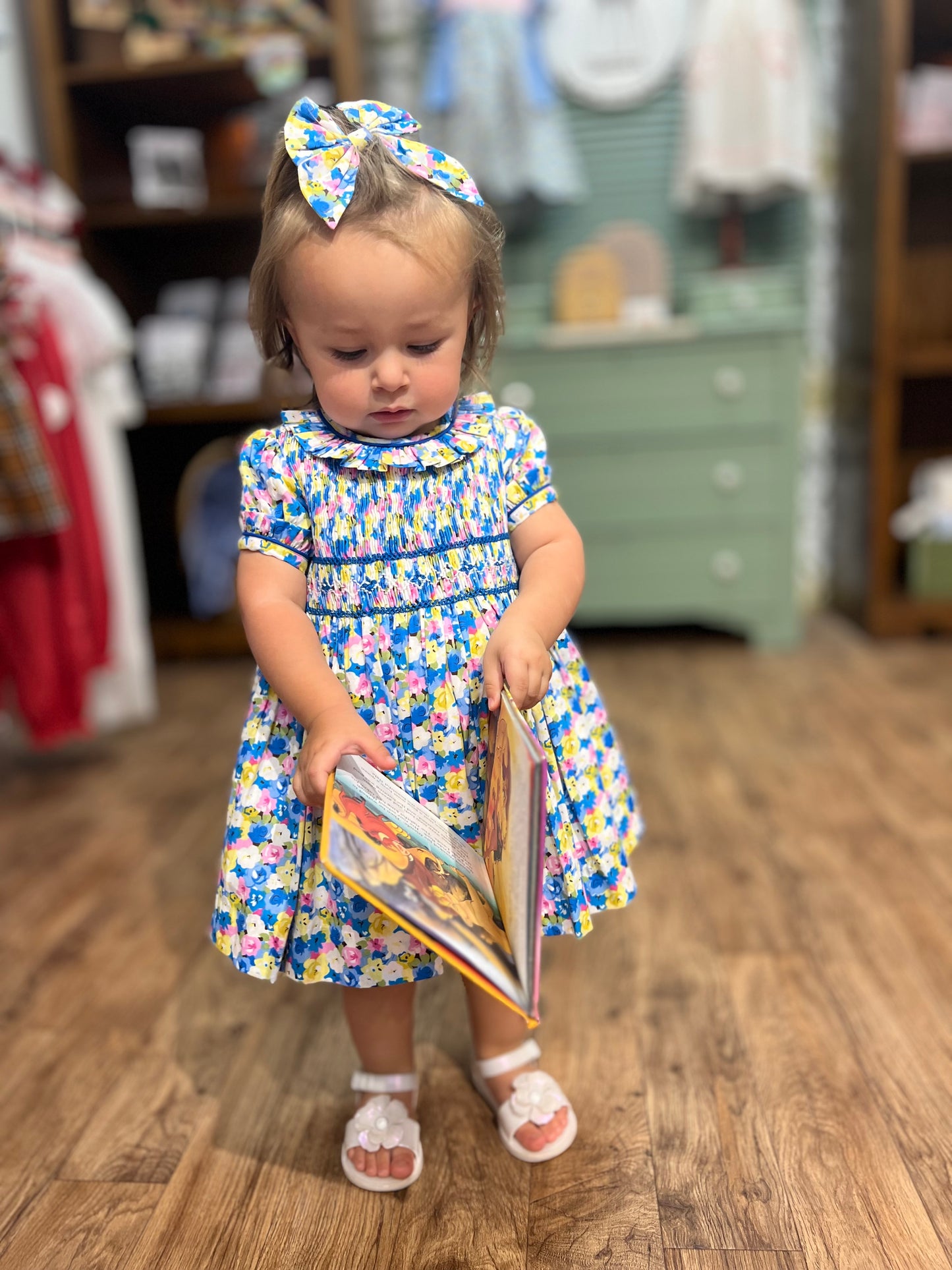 Cobalt Pop Floral Smocked Dress
