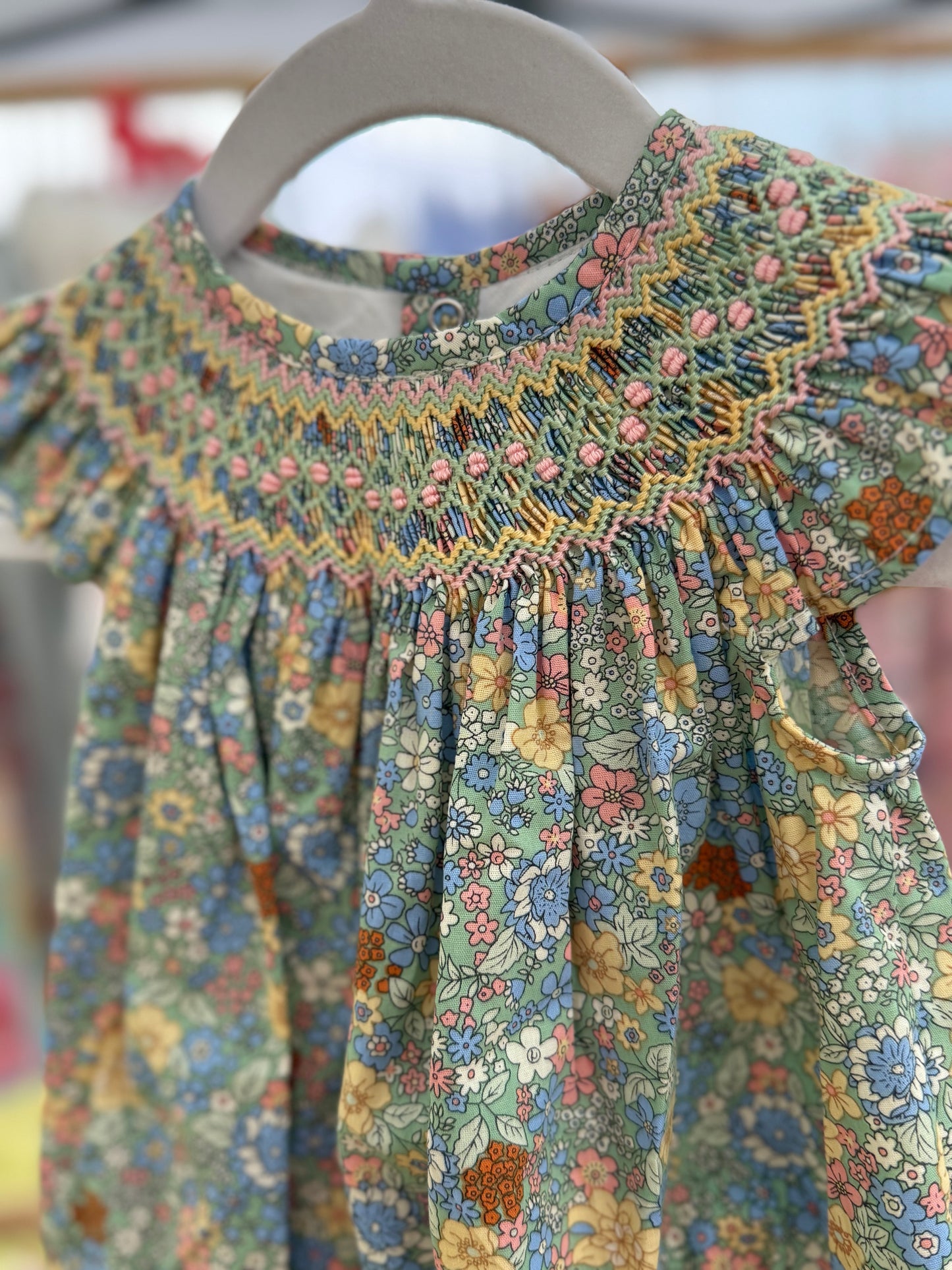 Fall Green Smocked Dress