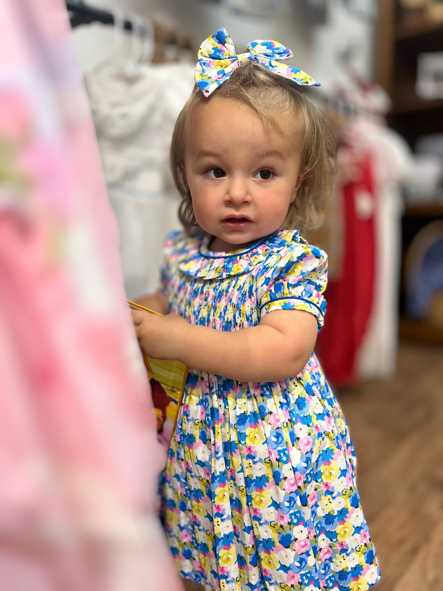 Cobalt Pop Floral Smocked Dress
