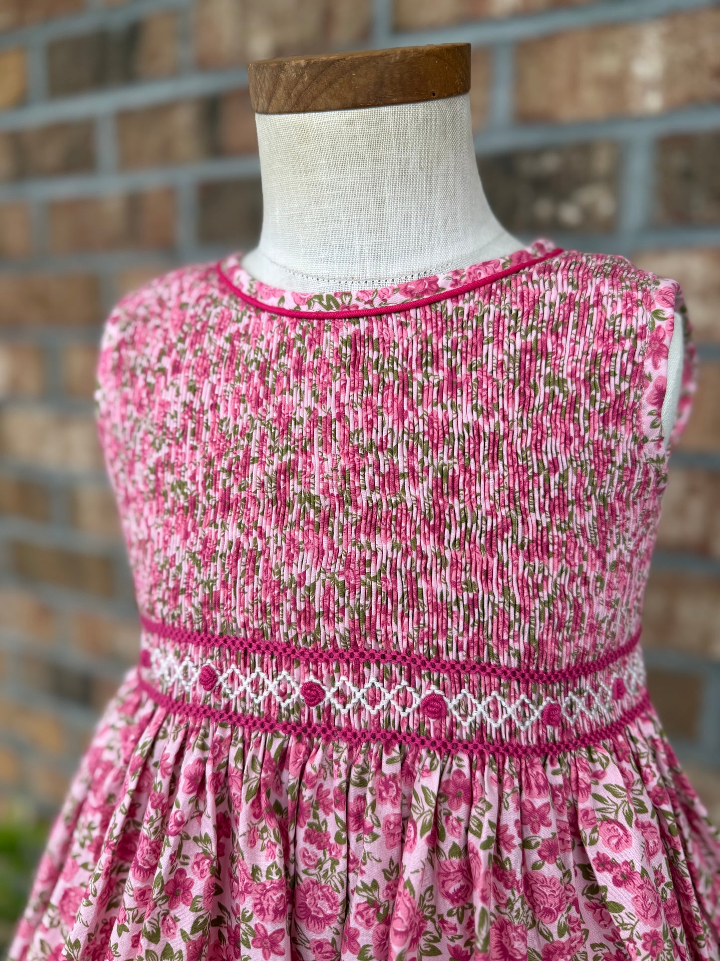 Pink/Red Floral Smocked Dress