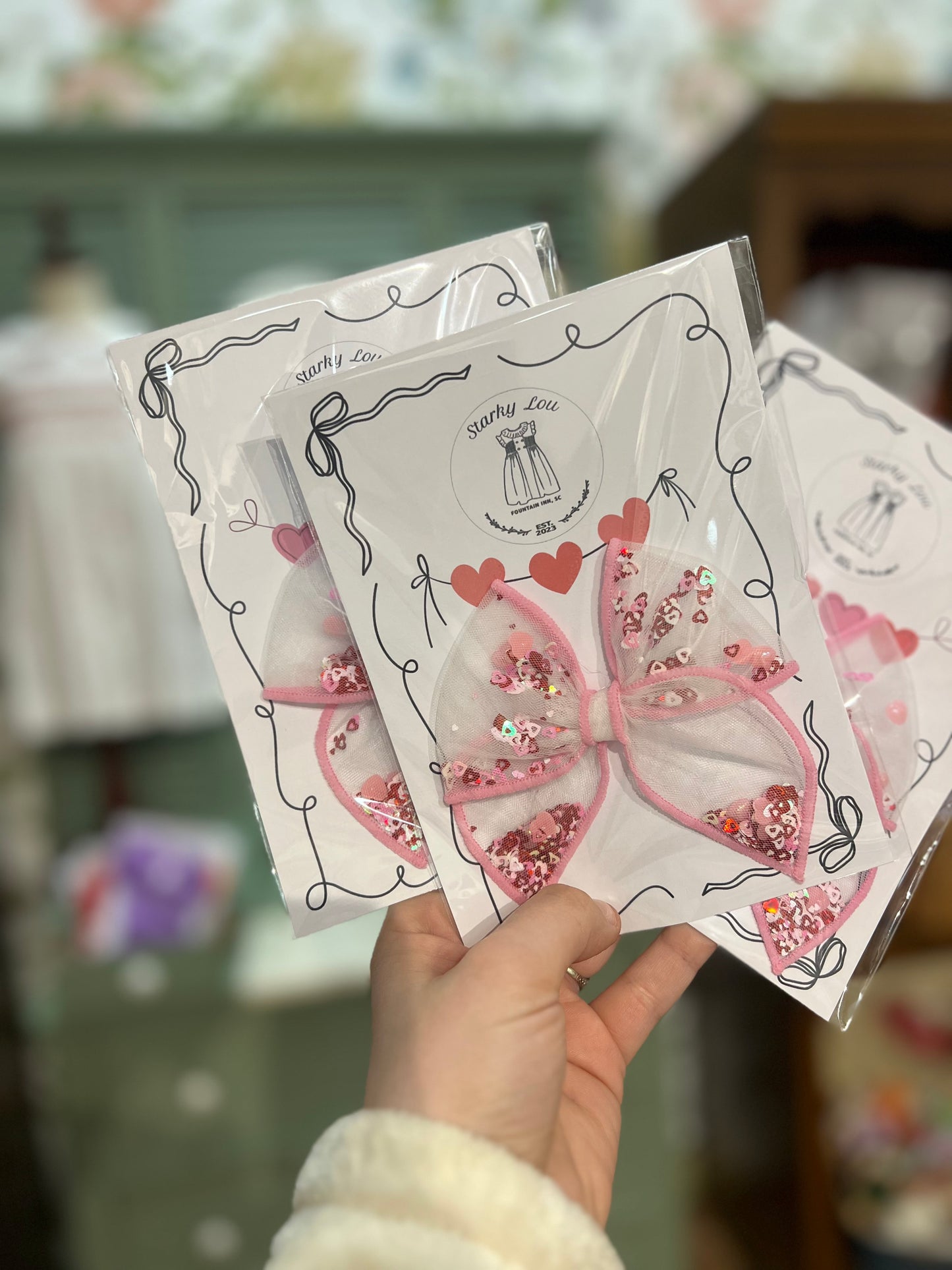 Valentines Confetti Bow