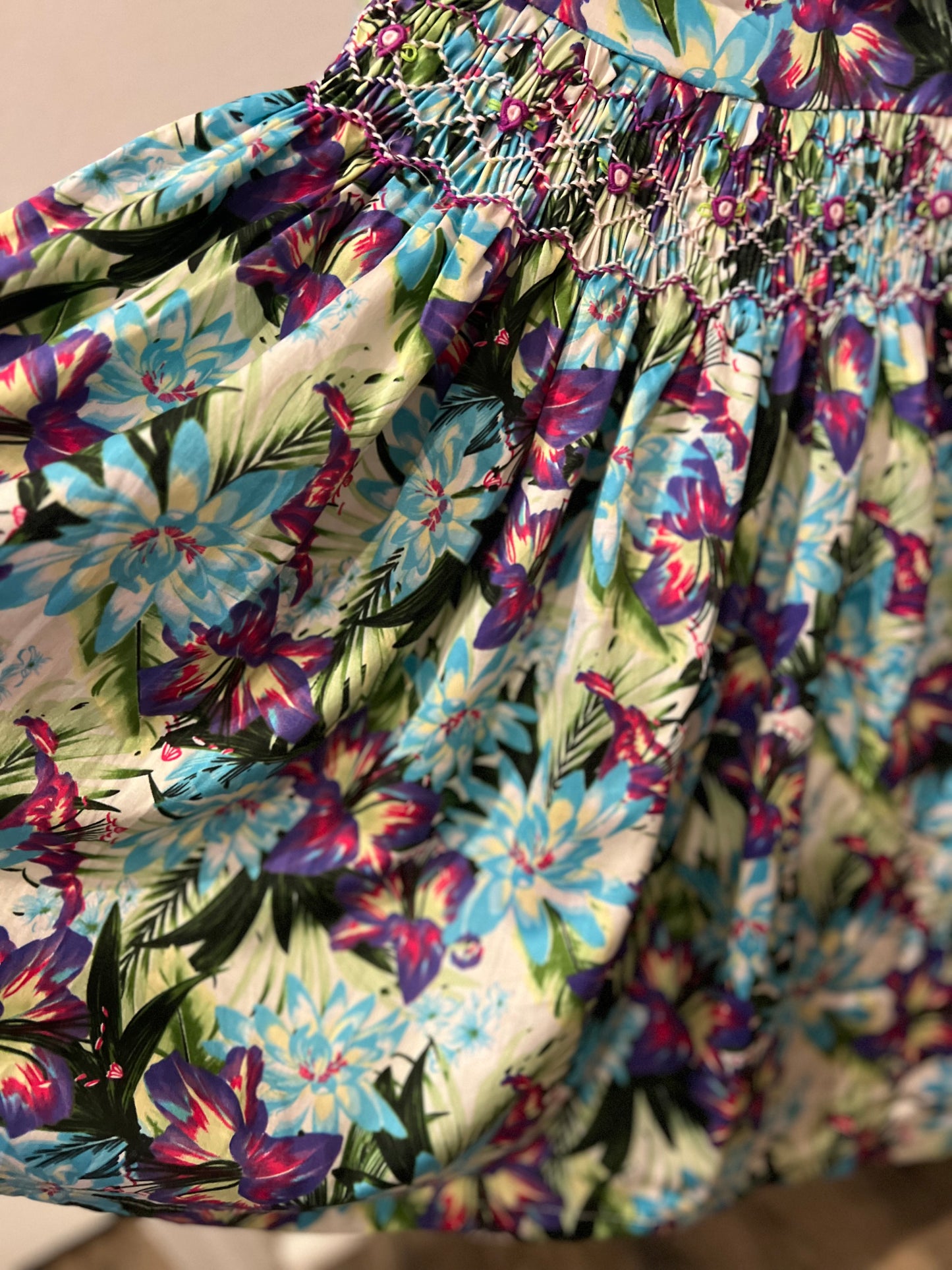 Tropical purple Smocked Dress🌸
