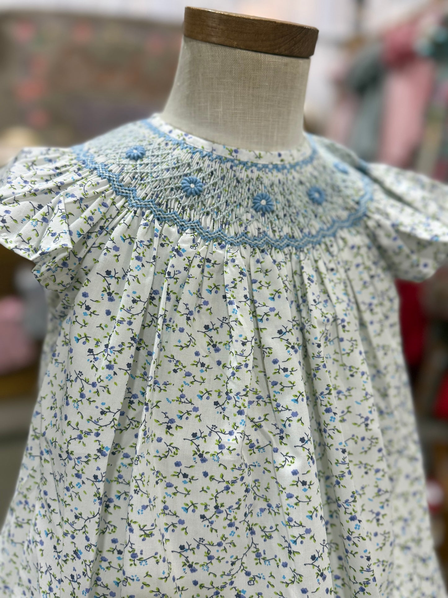 Petit Blue floral Smocked Dress (girls)
