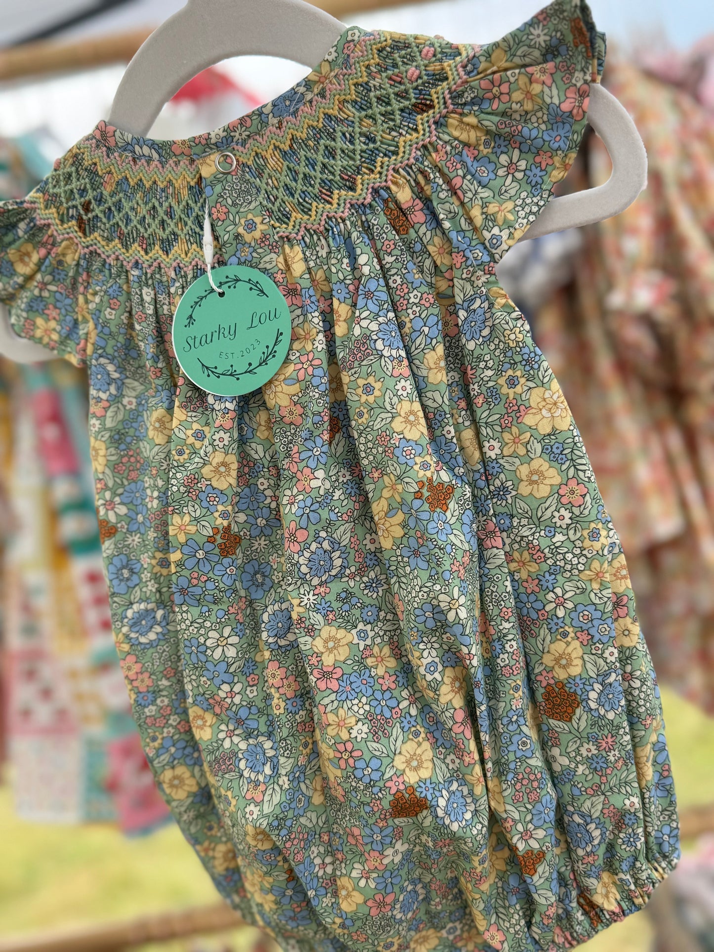 Fall Green Smocked Dress