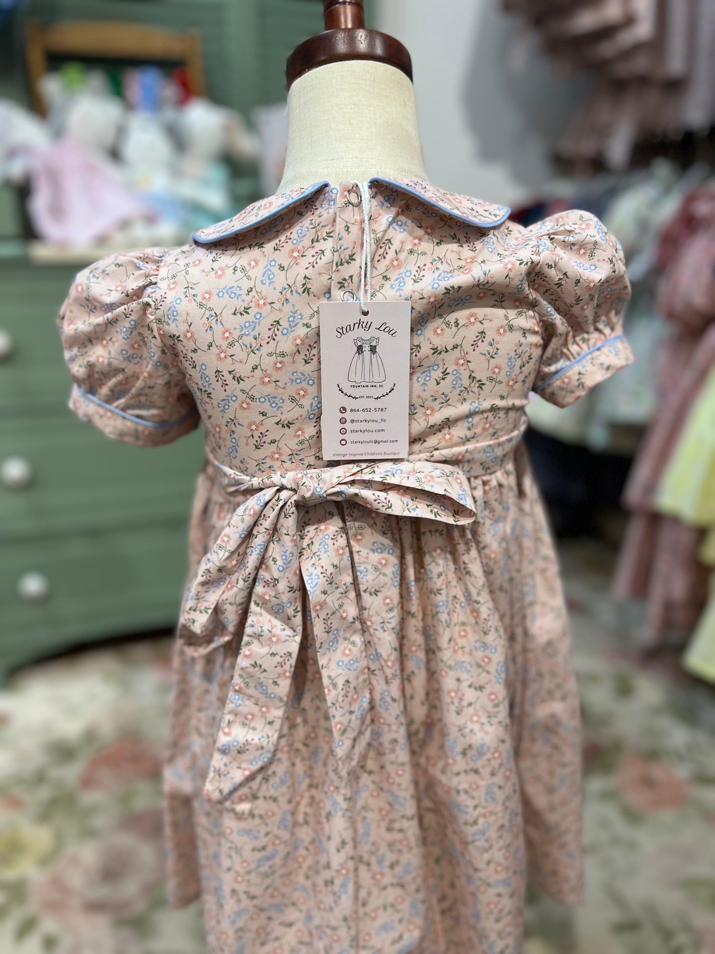 Purple trim Smocked Dress