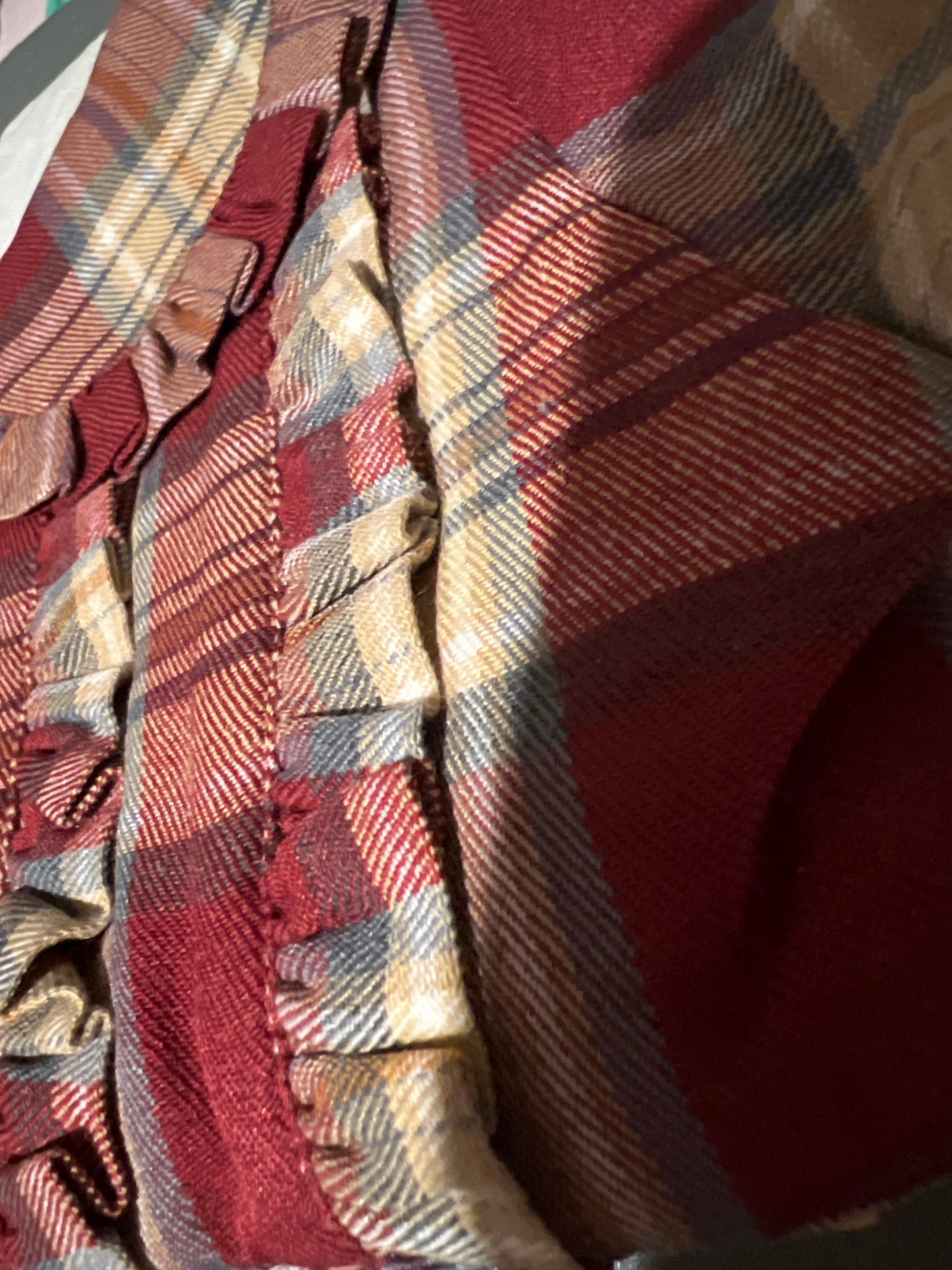 Burgundy Plaid Ruffle Dress