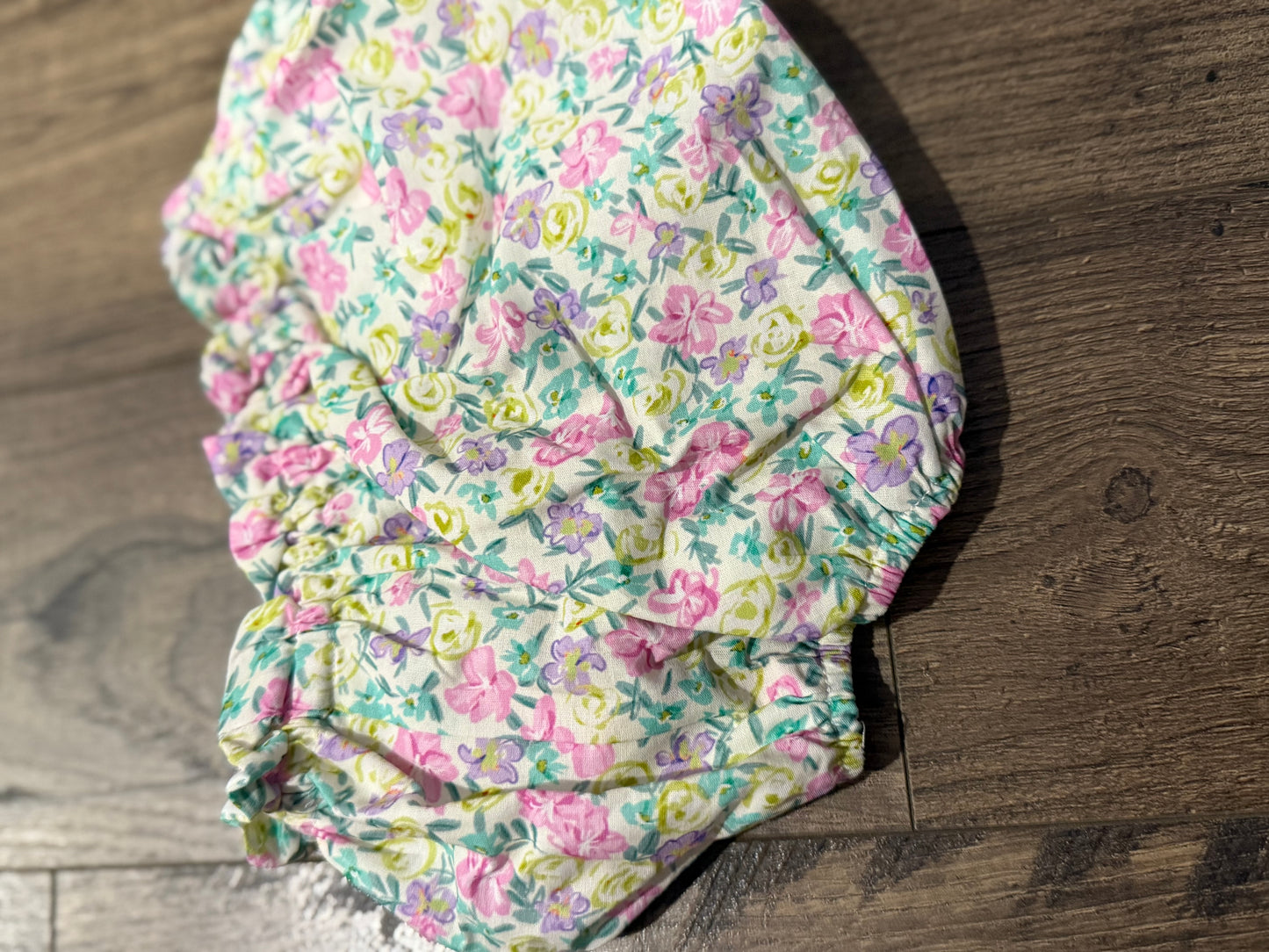 Green floral Fluffy Smocked dress w/bloomers