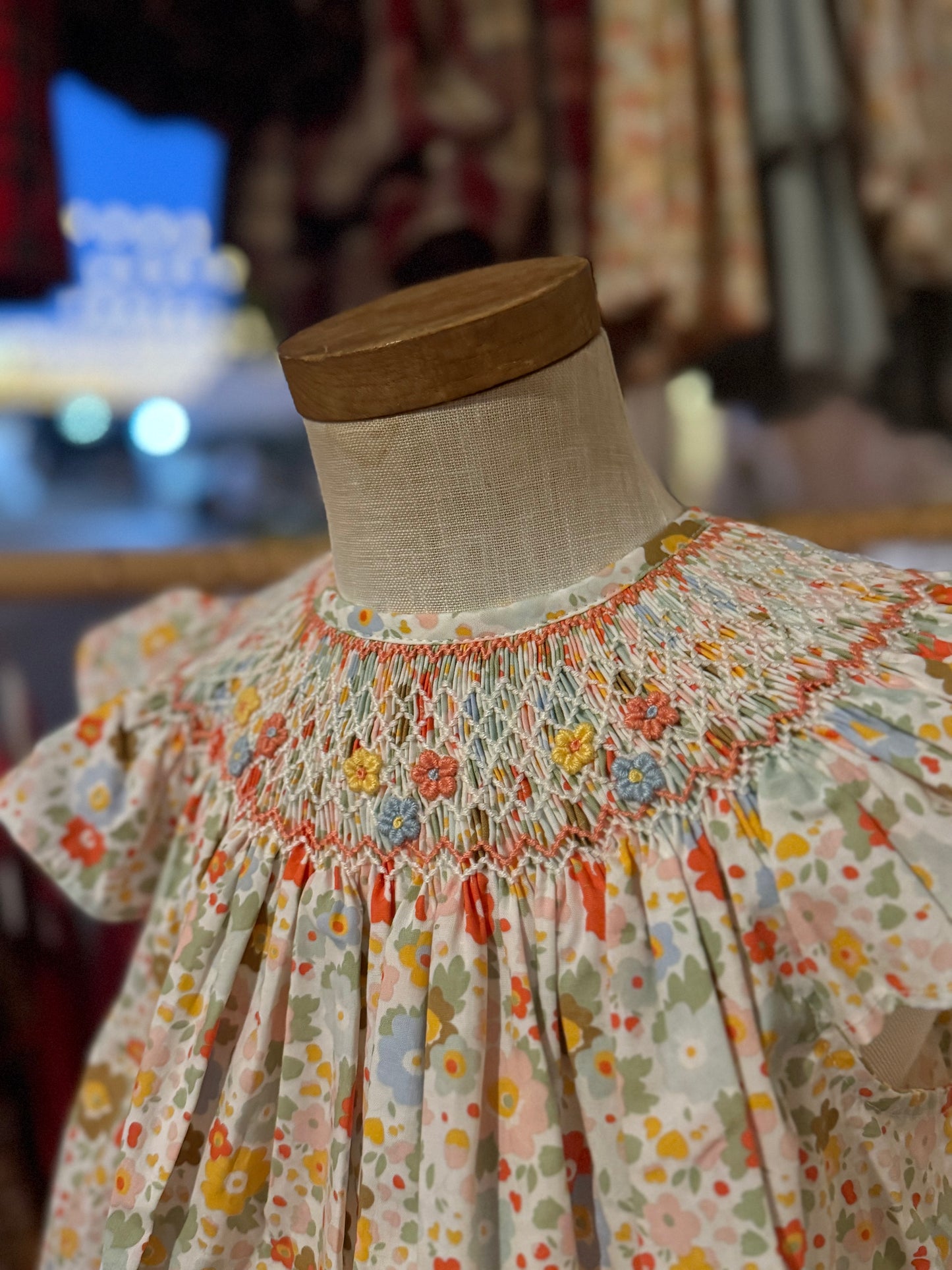 Fall orange Smocked Dress