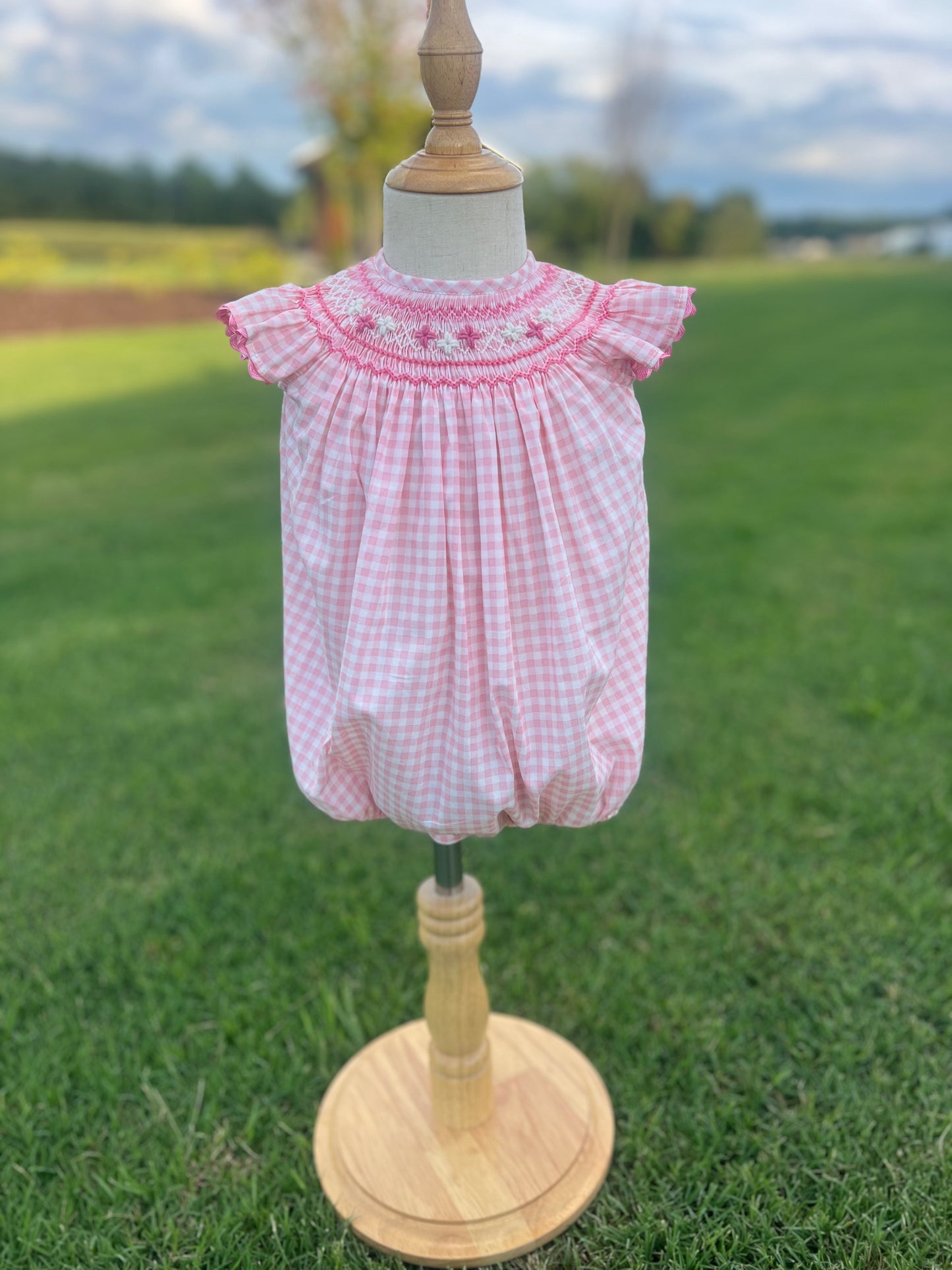 Bubblegums Gingham Smocked Bubble