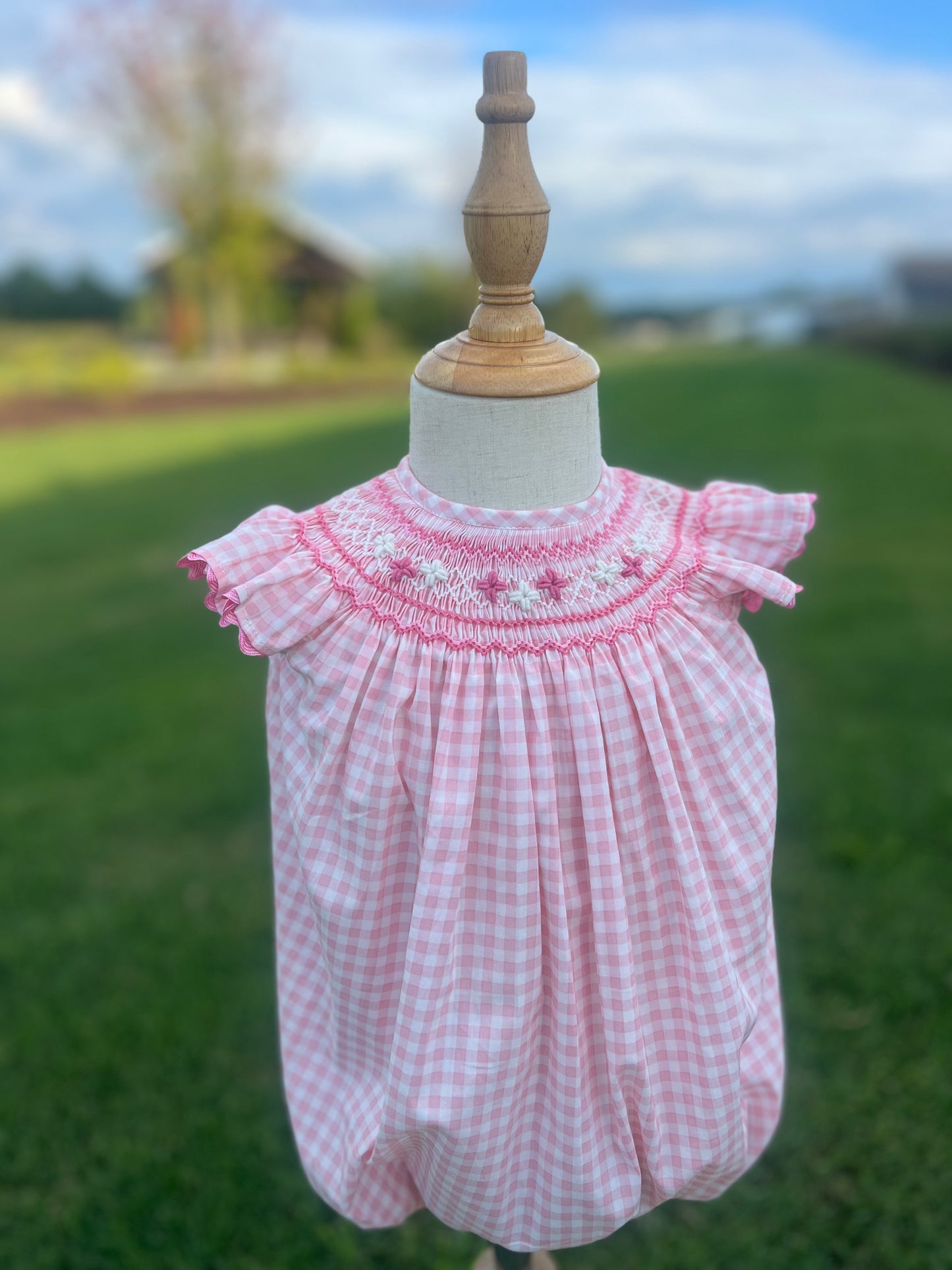 Bubblegums Gingham Smocked Bubble