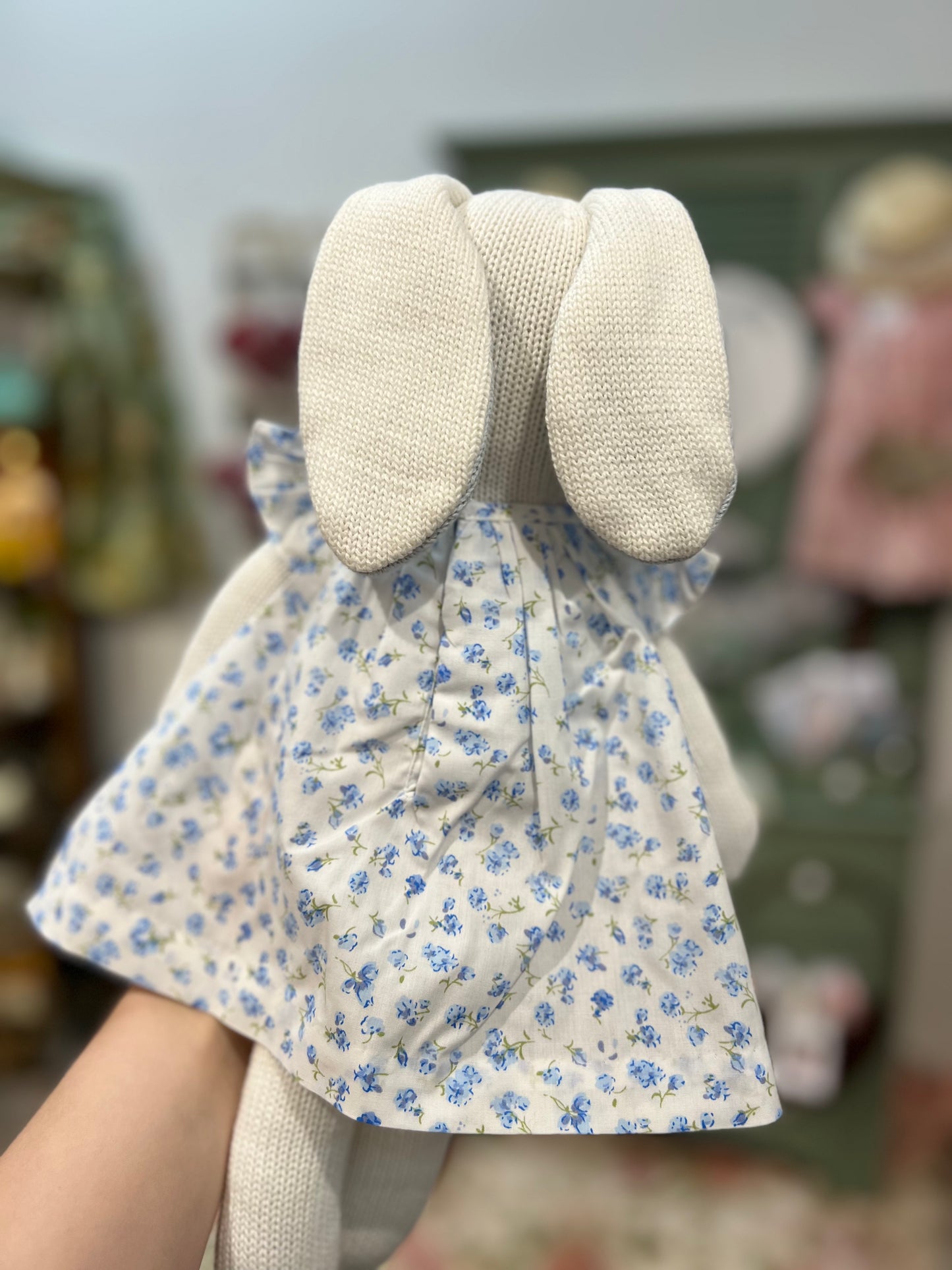 Knitted bunny with Smocked Dress