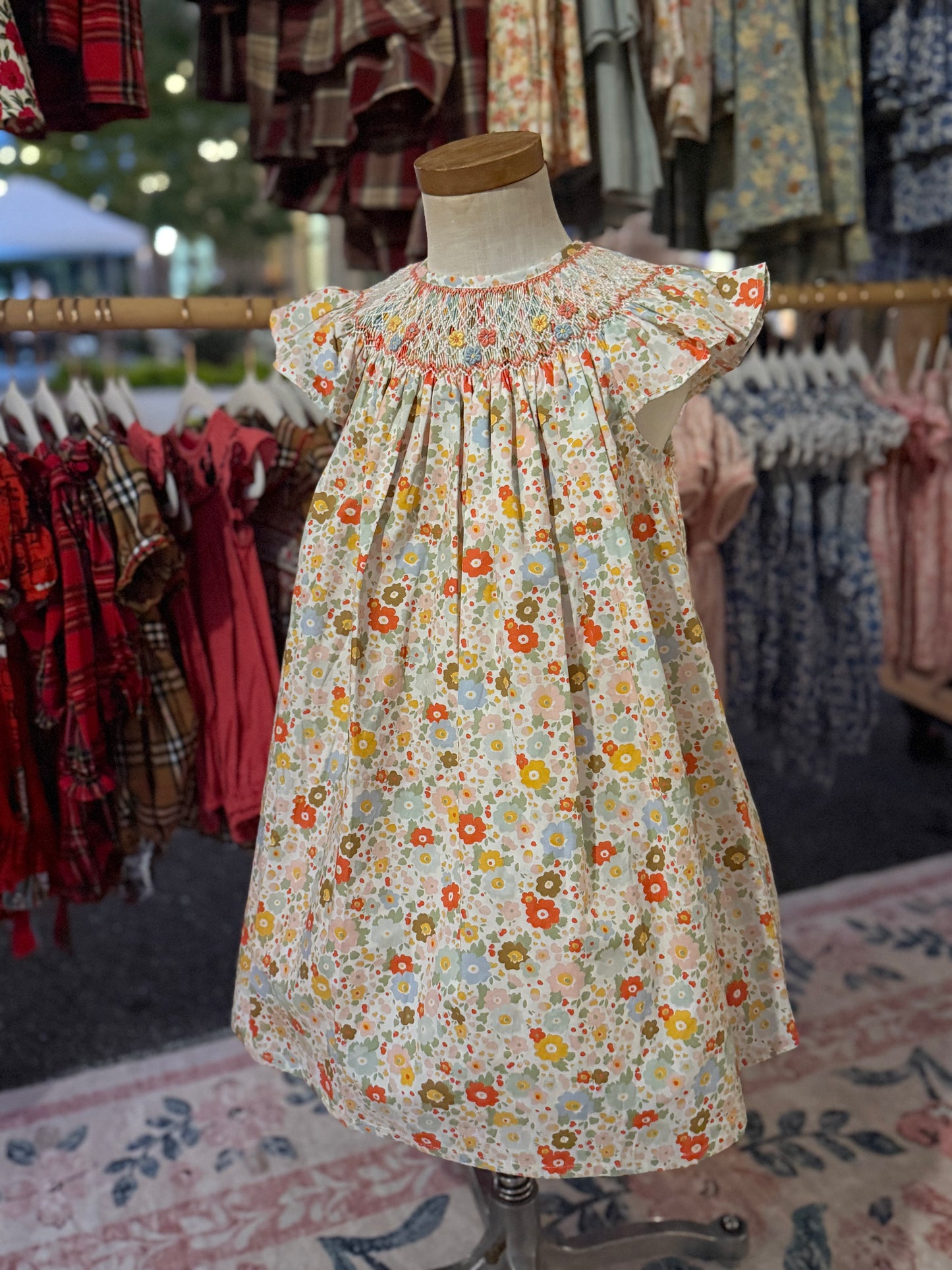Fall orange Smocked Dress
