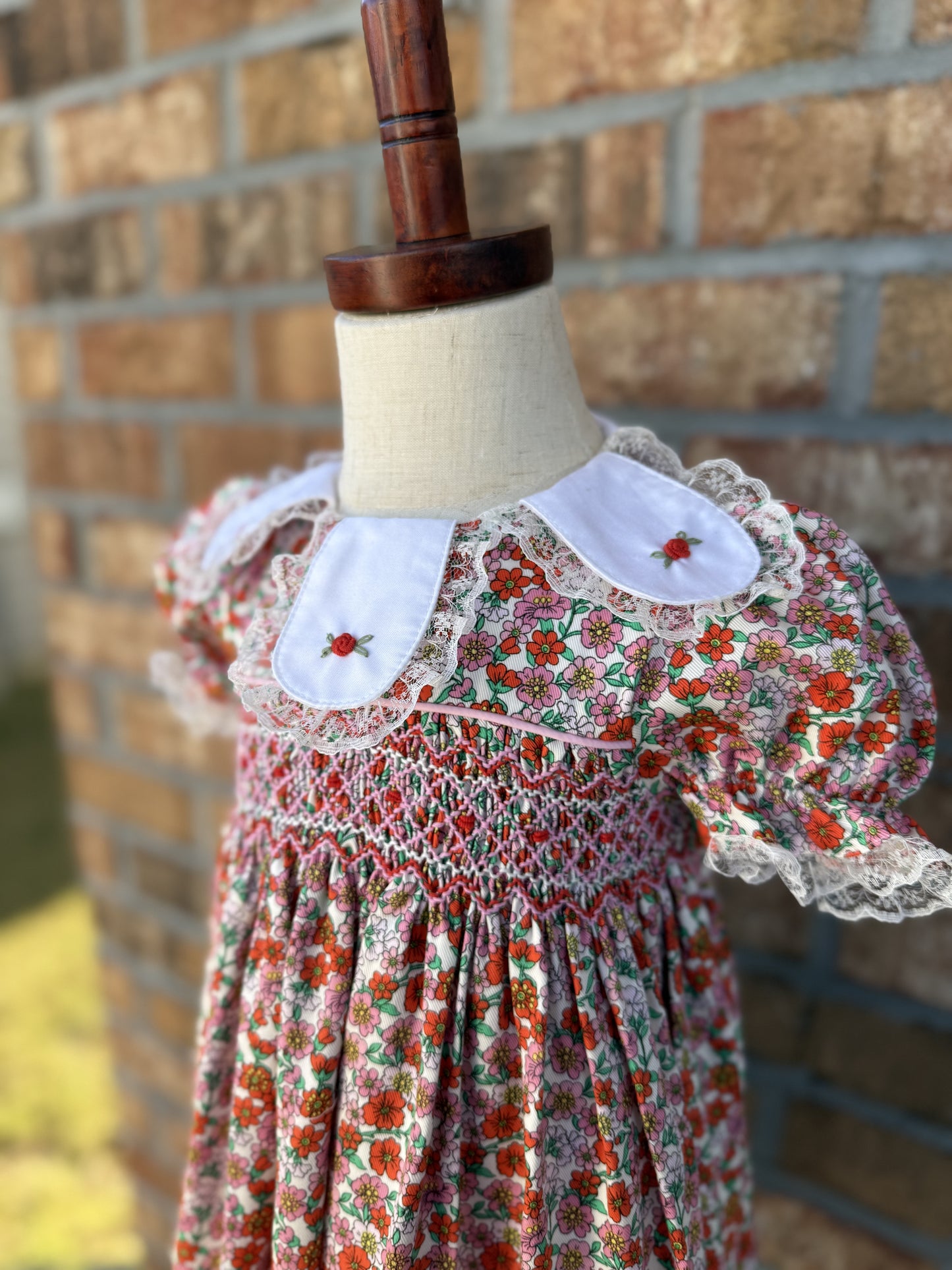 Floral petal collared Smocked dress