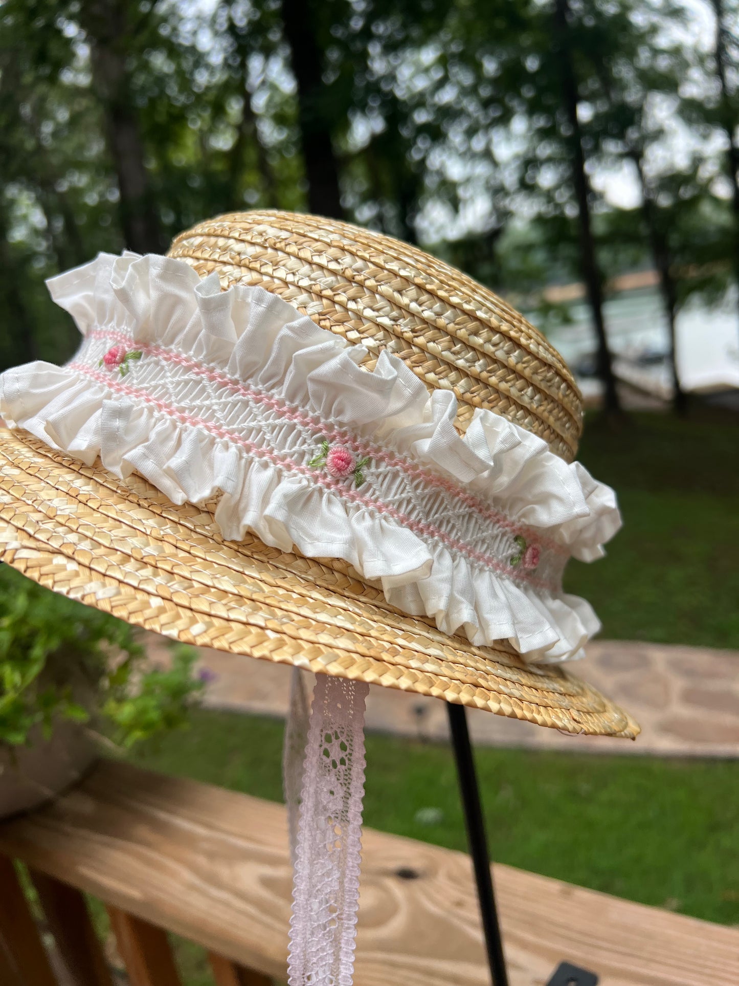 Smocked Straw Hat