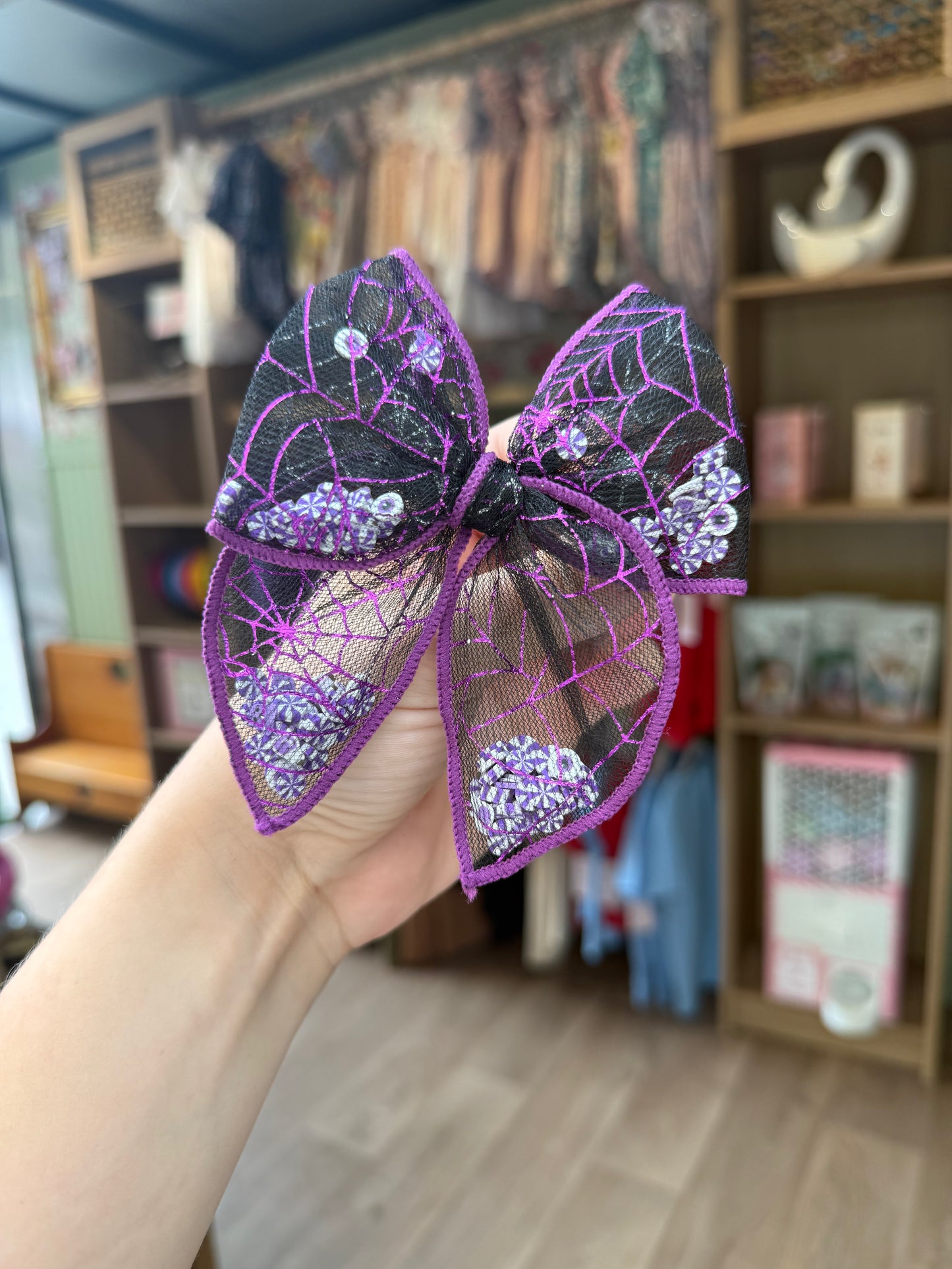 Spider web Confetti bow-Small