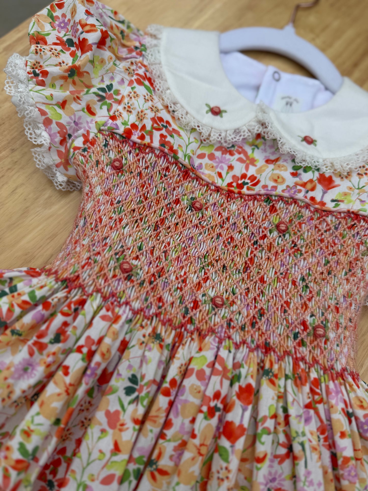 Orange Floral smocked LAST ONE SALE