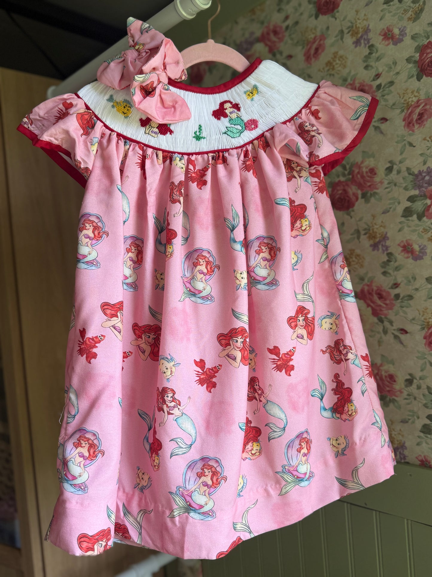 Mermaid Smocked dress w/matching bows