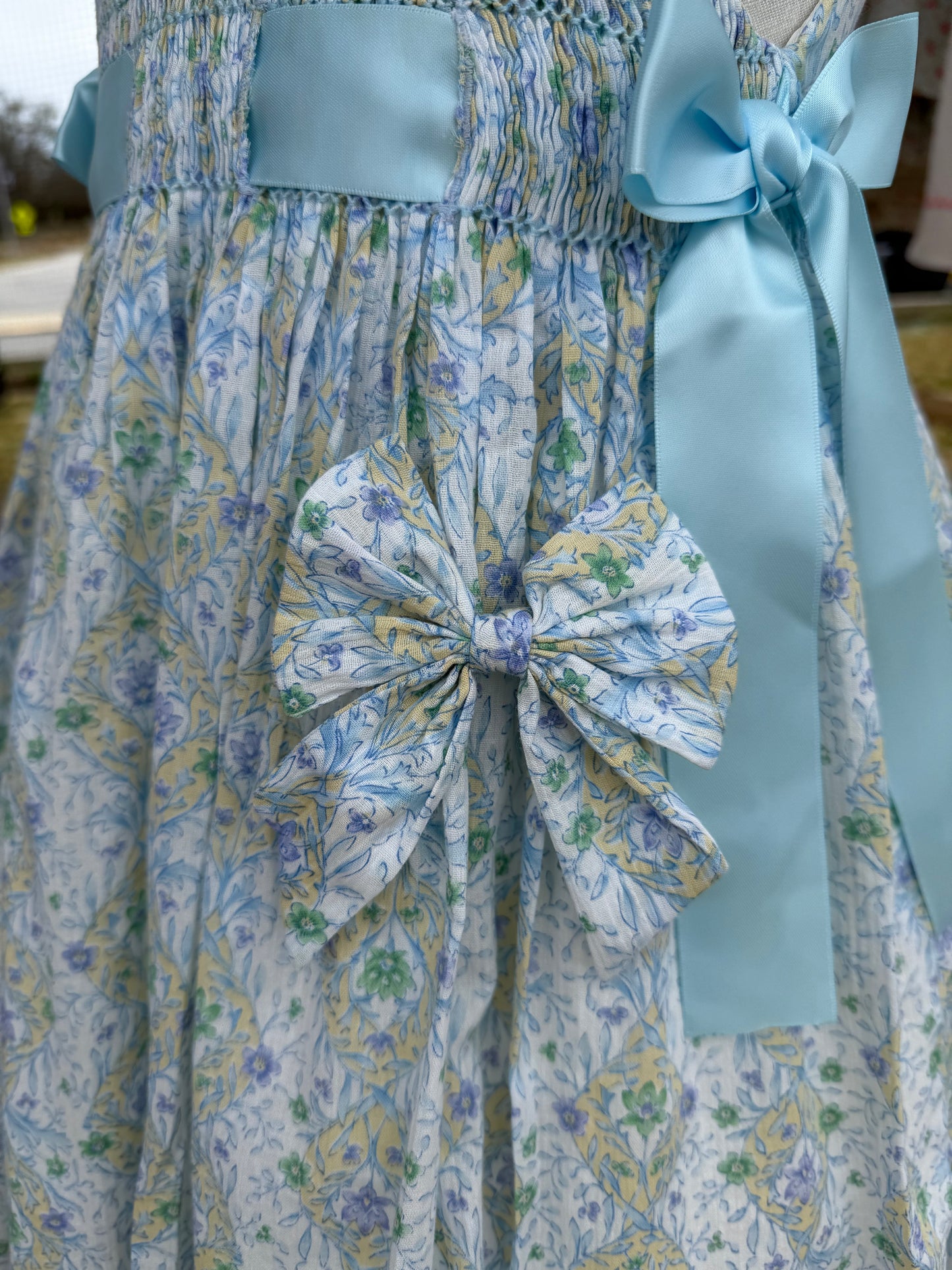 Blue Ribbon Floral Smocked Dress
