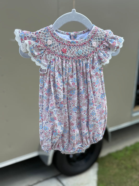 Aurora Floral Smocked Bubble