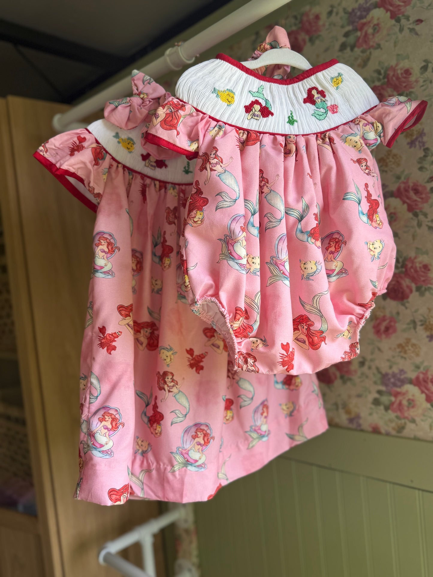 Mermaid smocked bubble w/ matching headband
