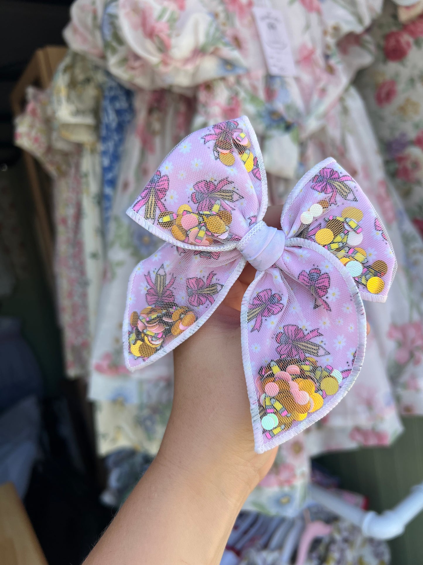 Pencil confetti bow