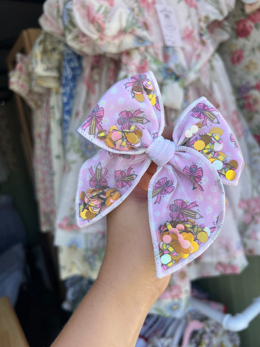 Pencil confetti bow