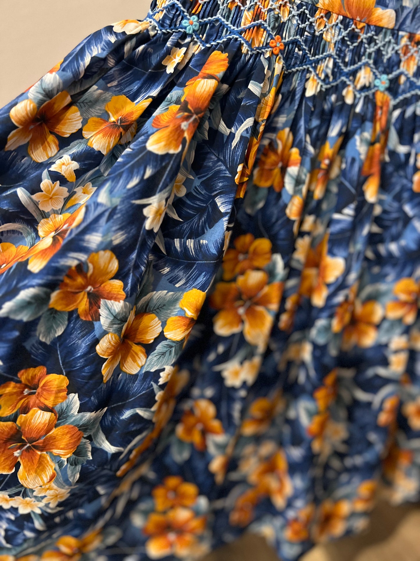 Tropical Blue smocked dress🌸