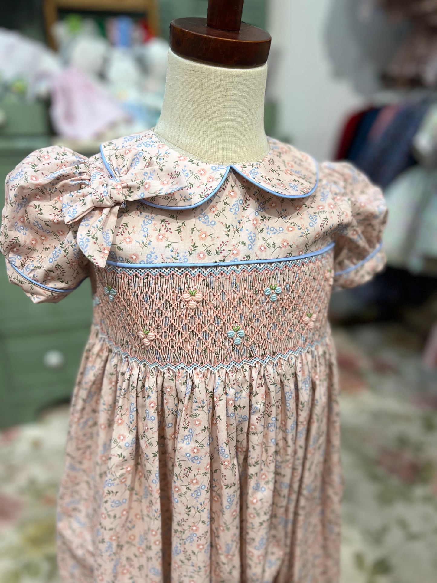 Purple trim Smocked Dress