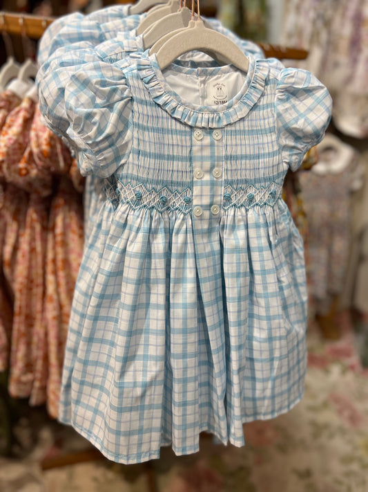Blue plaid Smocked Dress