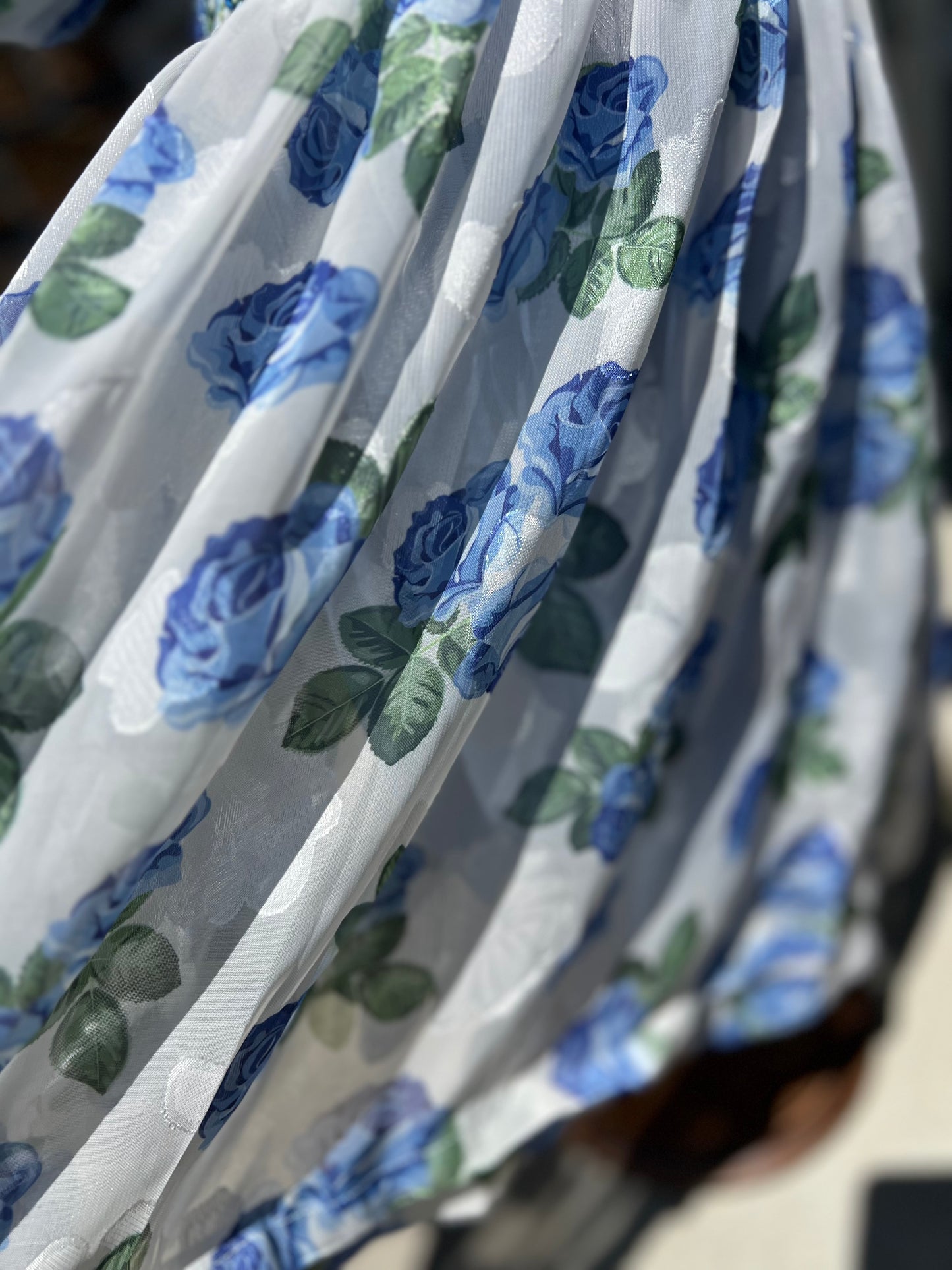Sheer blue roses smocked dress