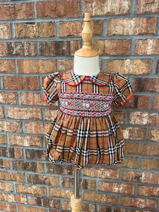 Plaid Smocked Bubble