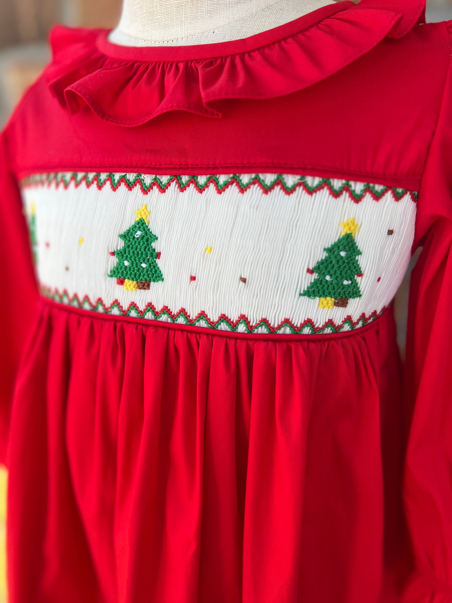 Christmas Tree Smocked Dress