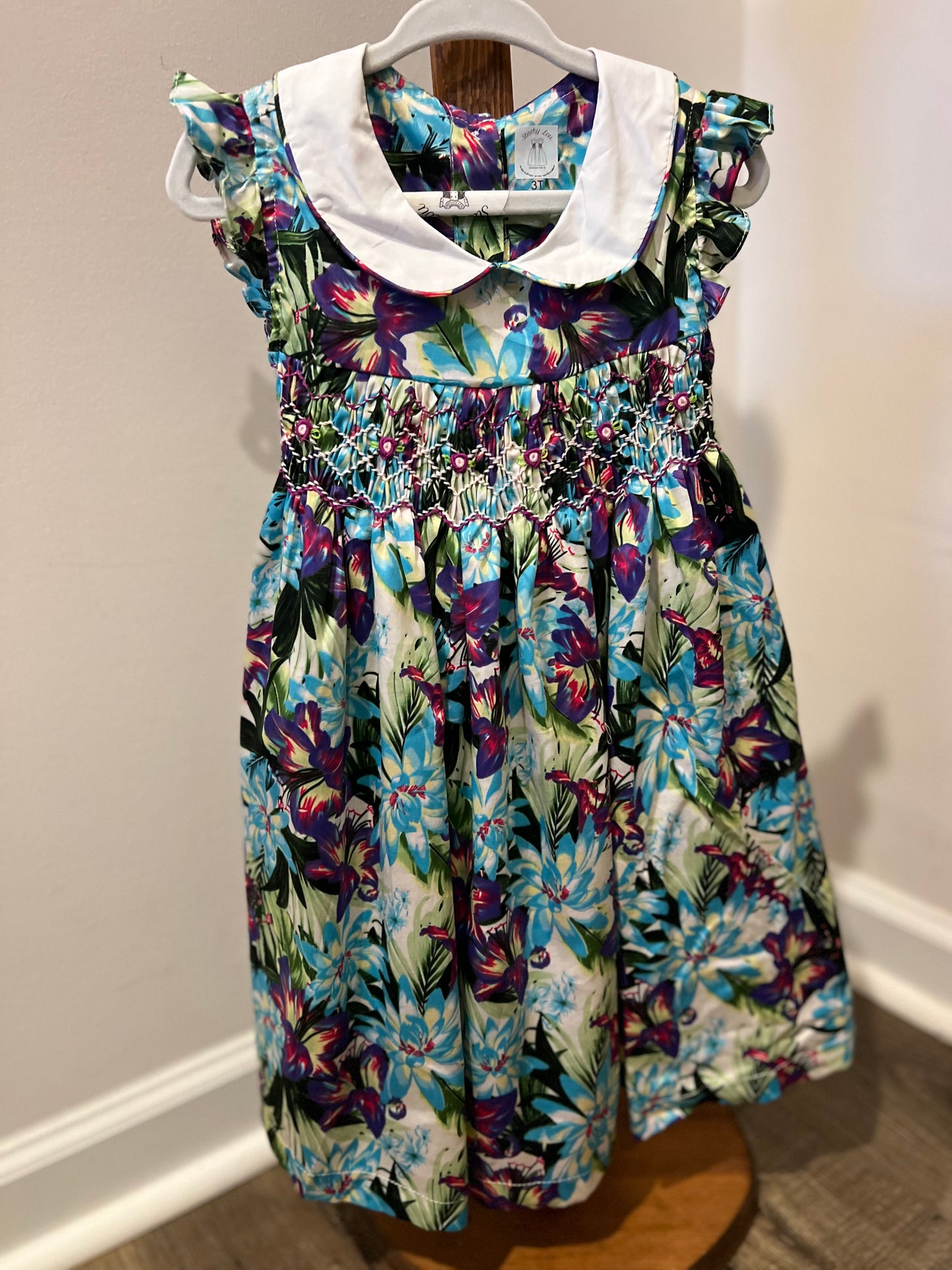 Tropical purple Smocked Dress🌸