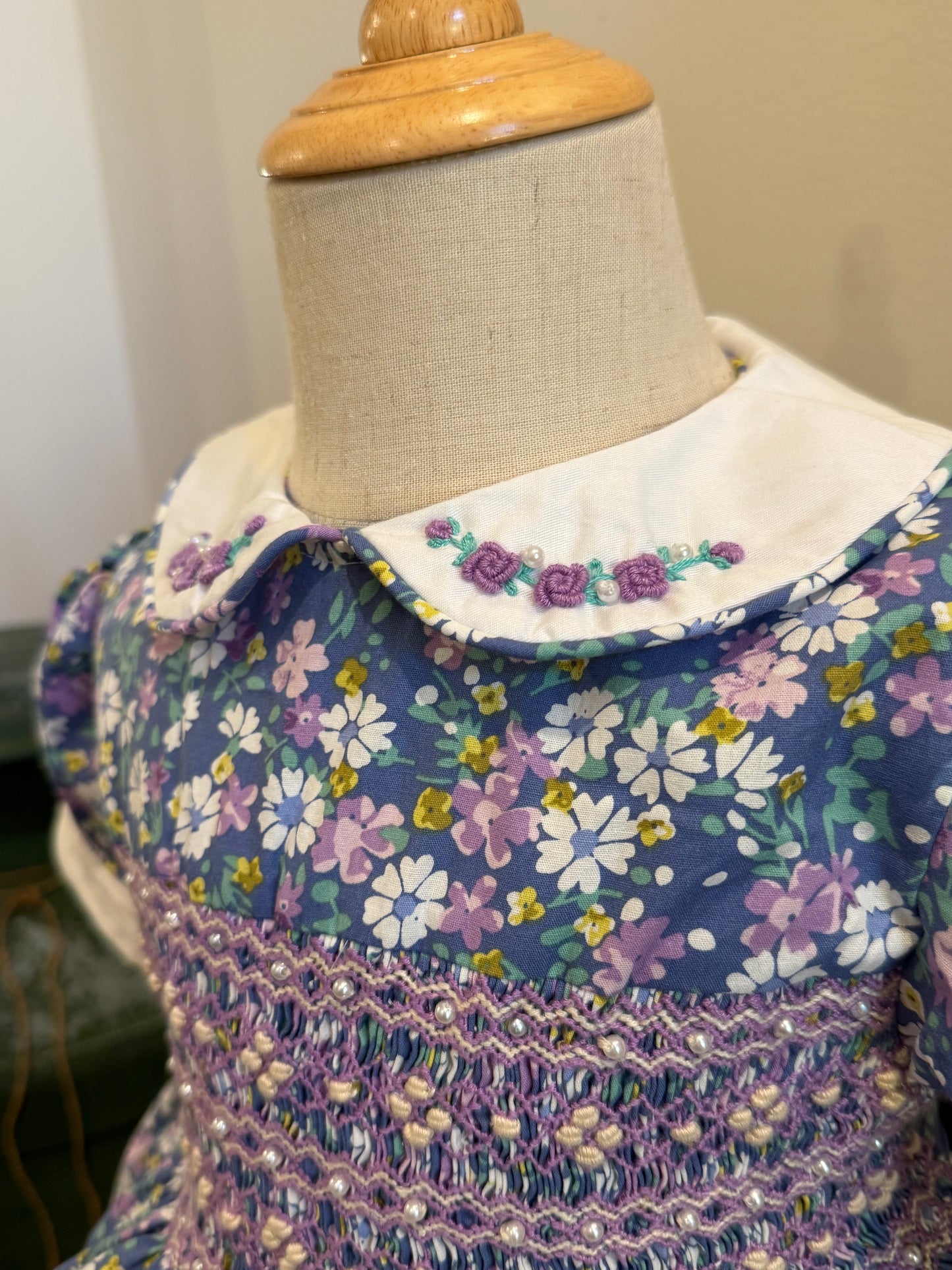 Purple floral Fluffy Smocked Dress w/Bloomers