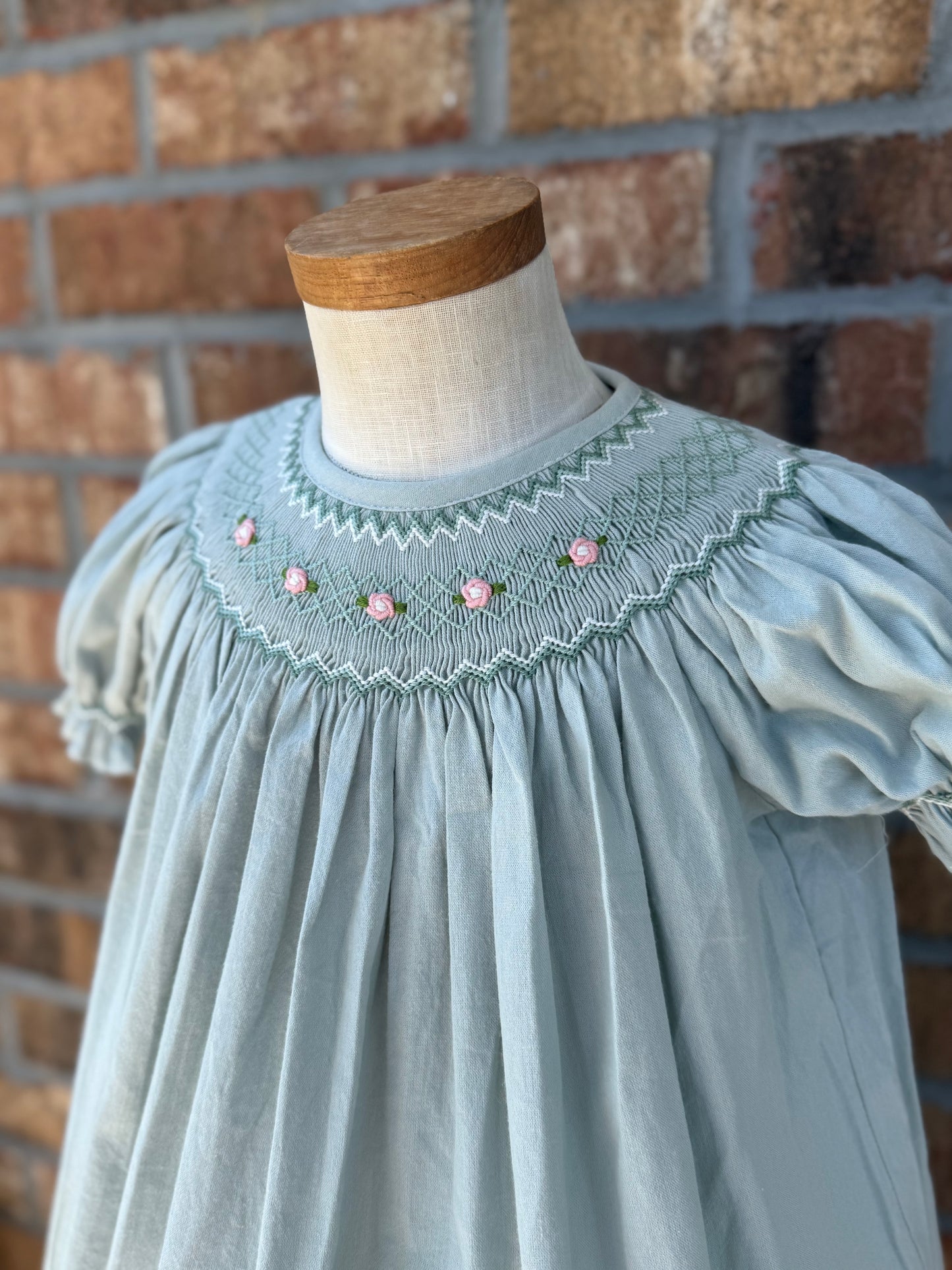 Sage green smocked dress