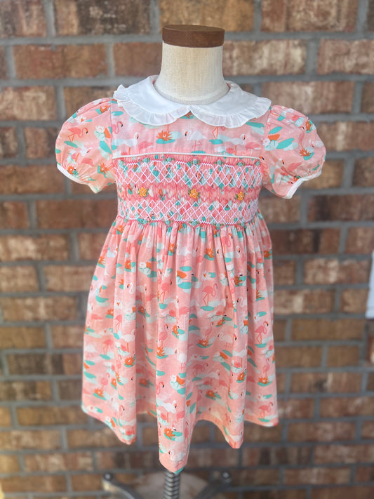 Flamingo Smocked Dress