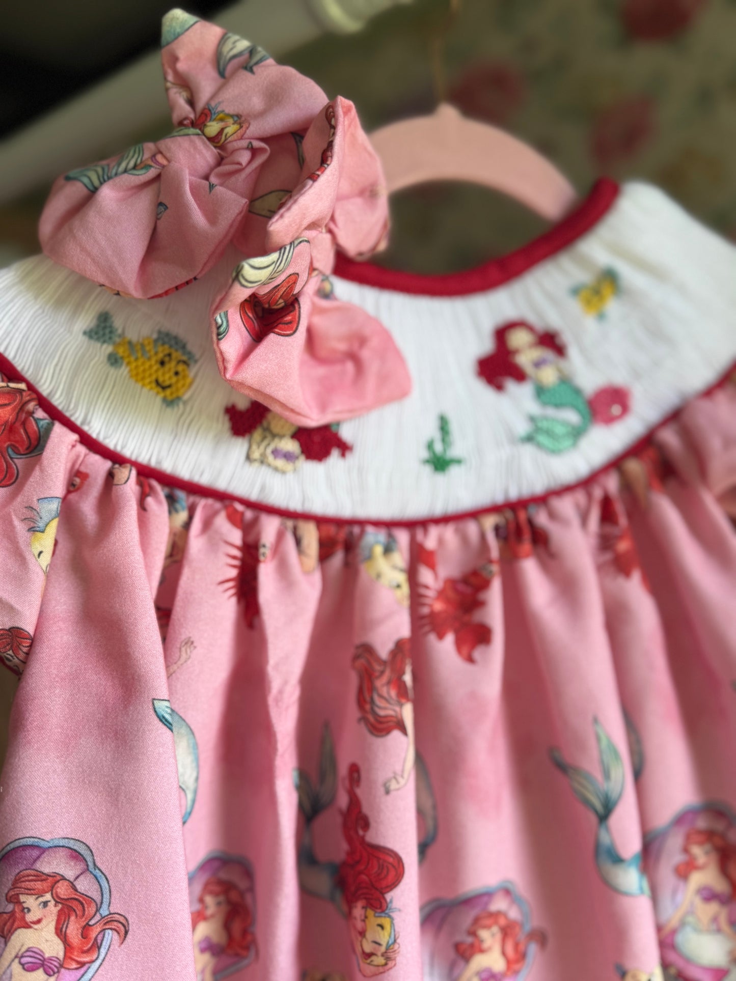 Mermaid Smocked dress w/matching bows