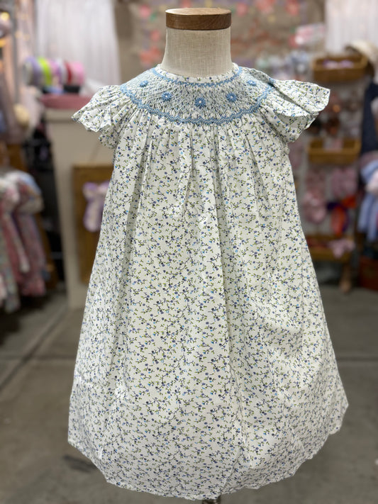 Petit Blue floral Smocked Dress (girls)