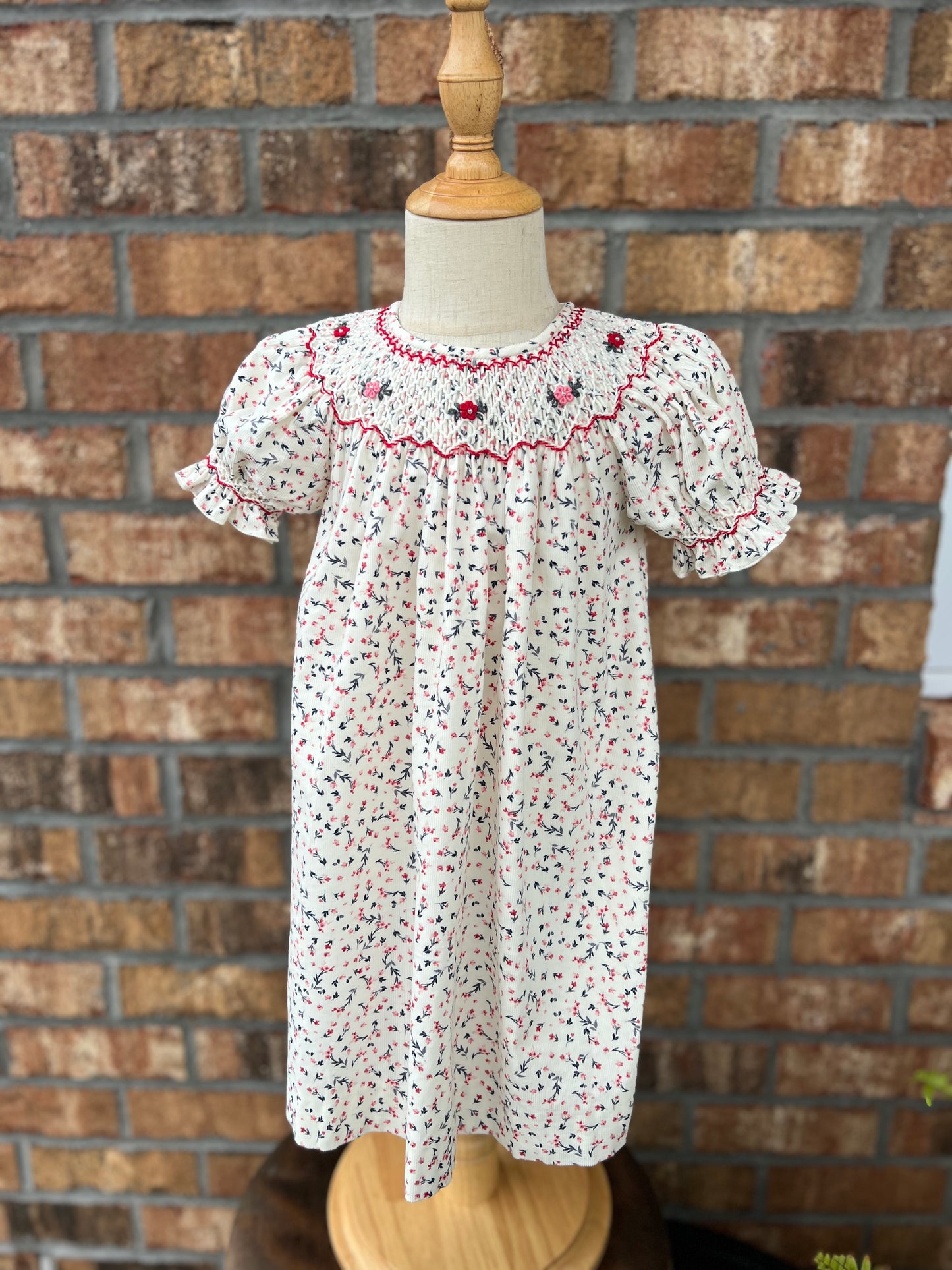 Holiday Floral Smocked Dress