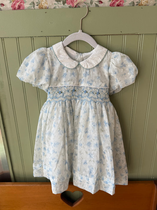 Sheer blue sparkles Smocked Dress