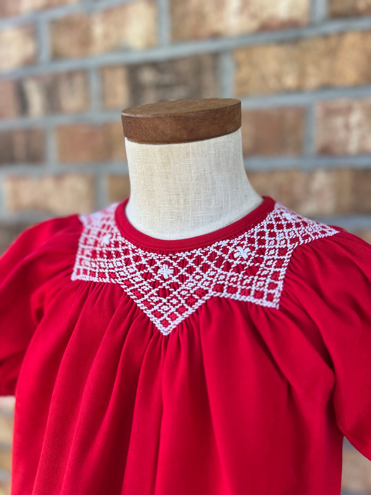 Red Smocked Collar Dress