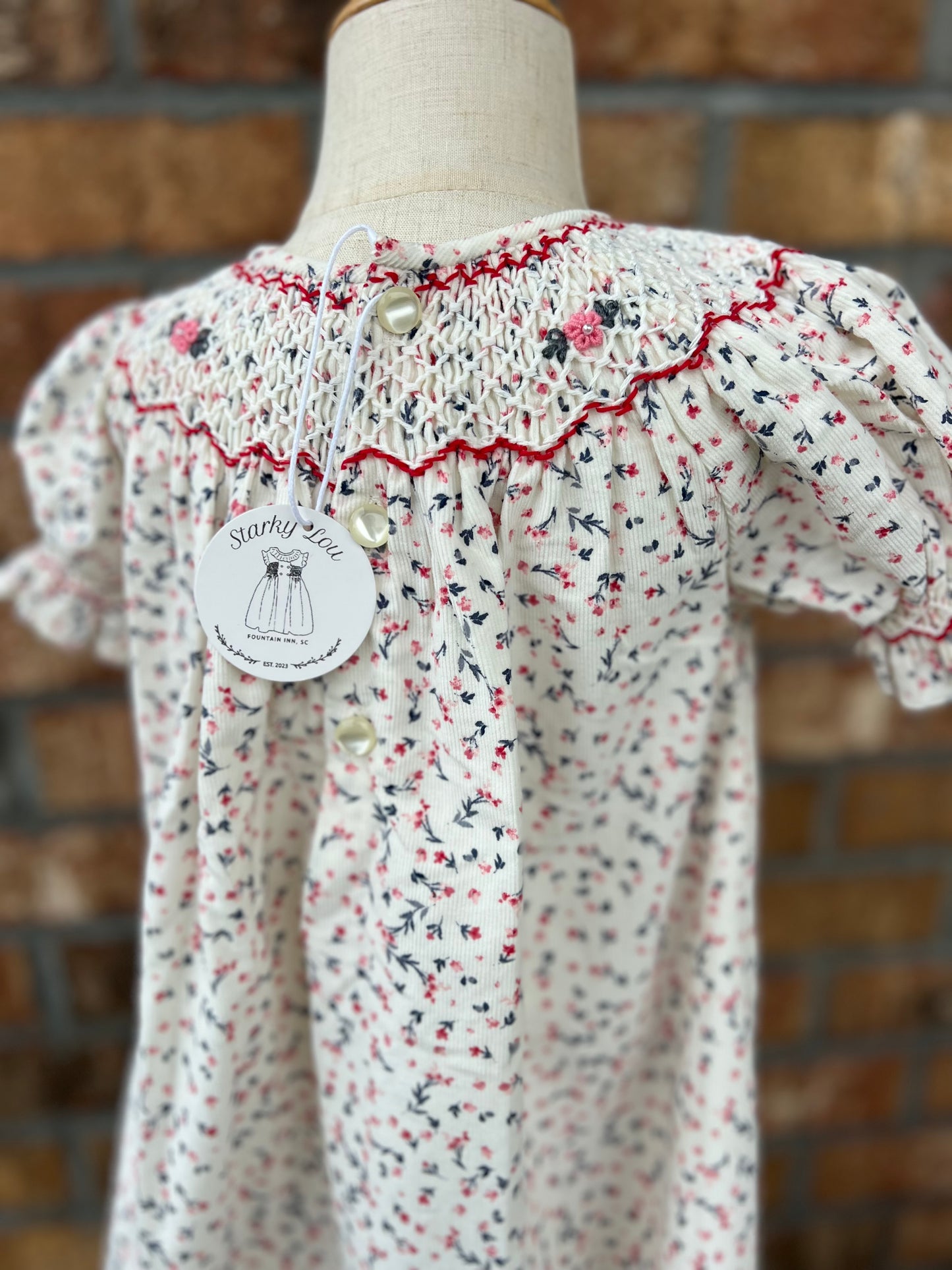 Holiday Floral Smocked Dress