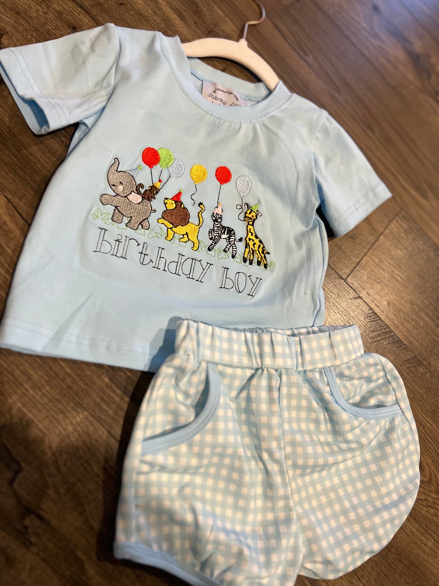 Birthday Boy Animals Embroidered Set